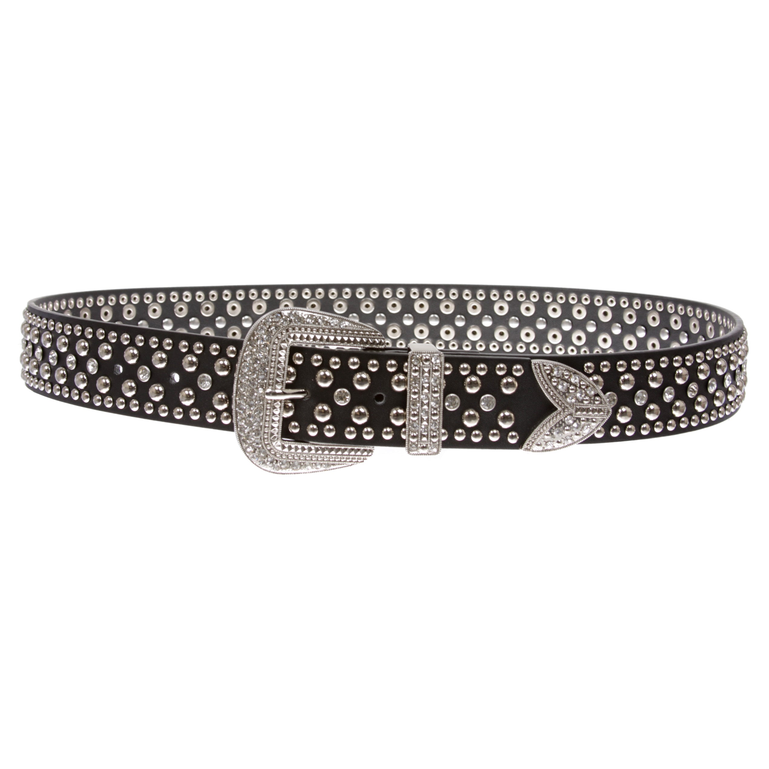 Western Rhinestone & Studded Leather Belt - OnlineBelts