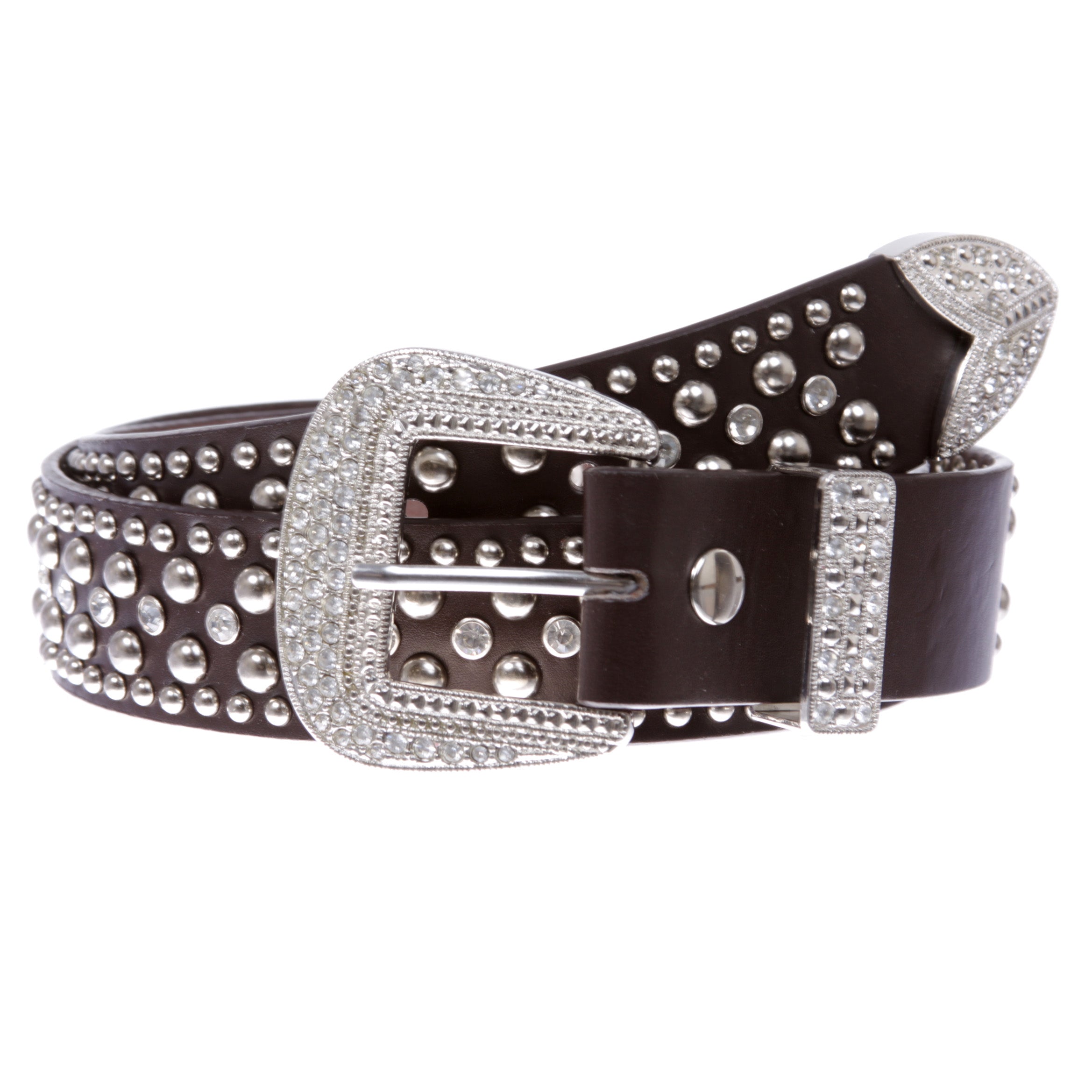Western Rhinestone & Studded Leather Belt - OnlineBelts