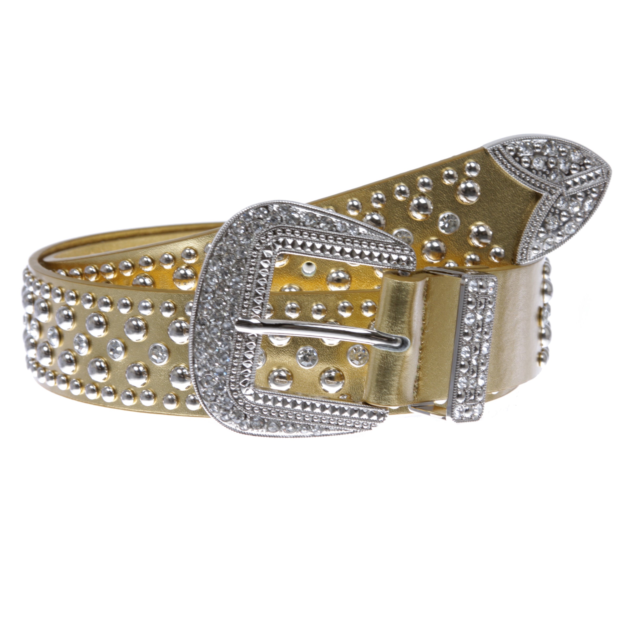 Western Rhinestone & Studded Leather Belt - OnlineBelts