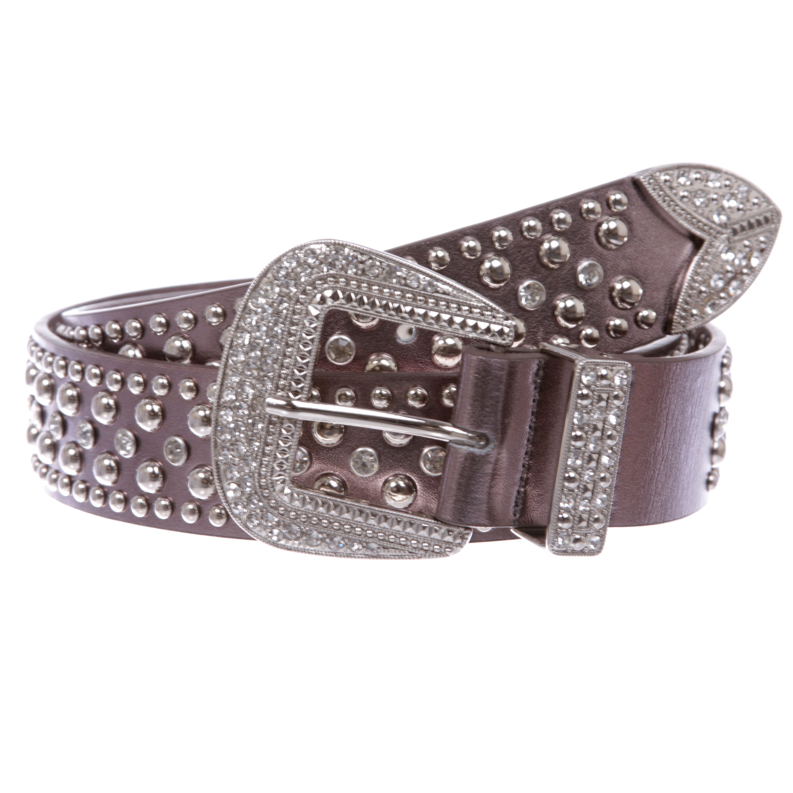 Western Rhinestone & Studded Leather Belt - OnlineBelts