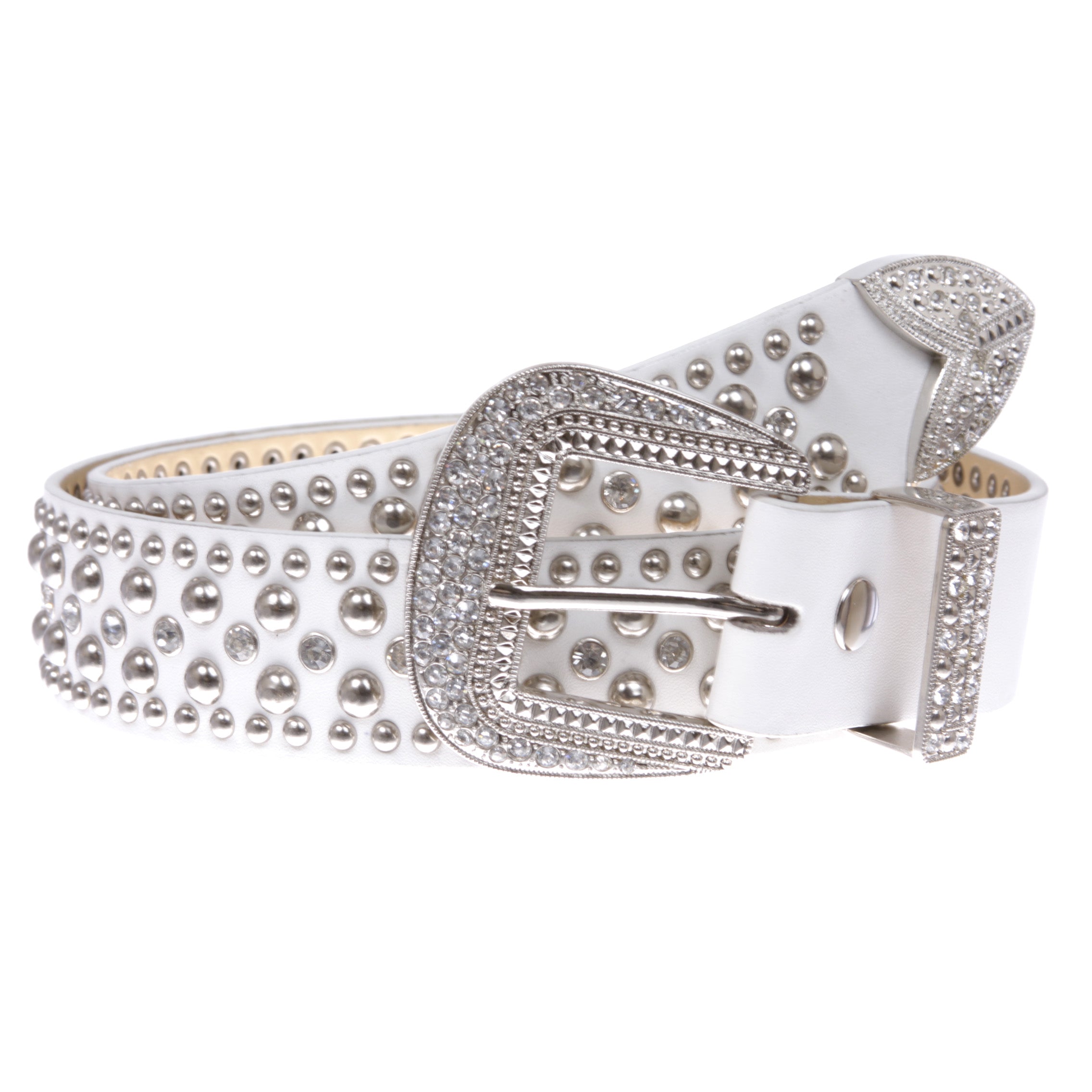 Western Rhinestone & Studded Leather Belt - OnlineBelts
