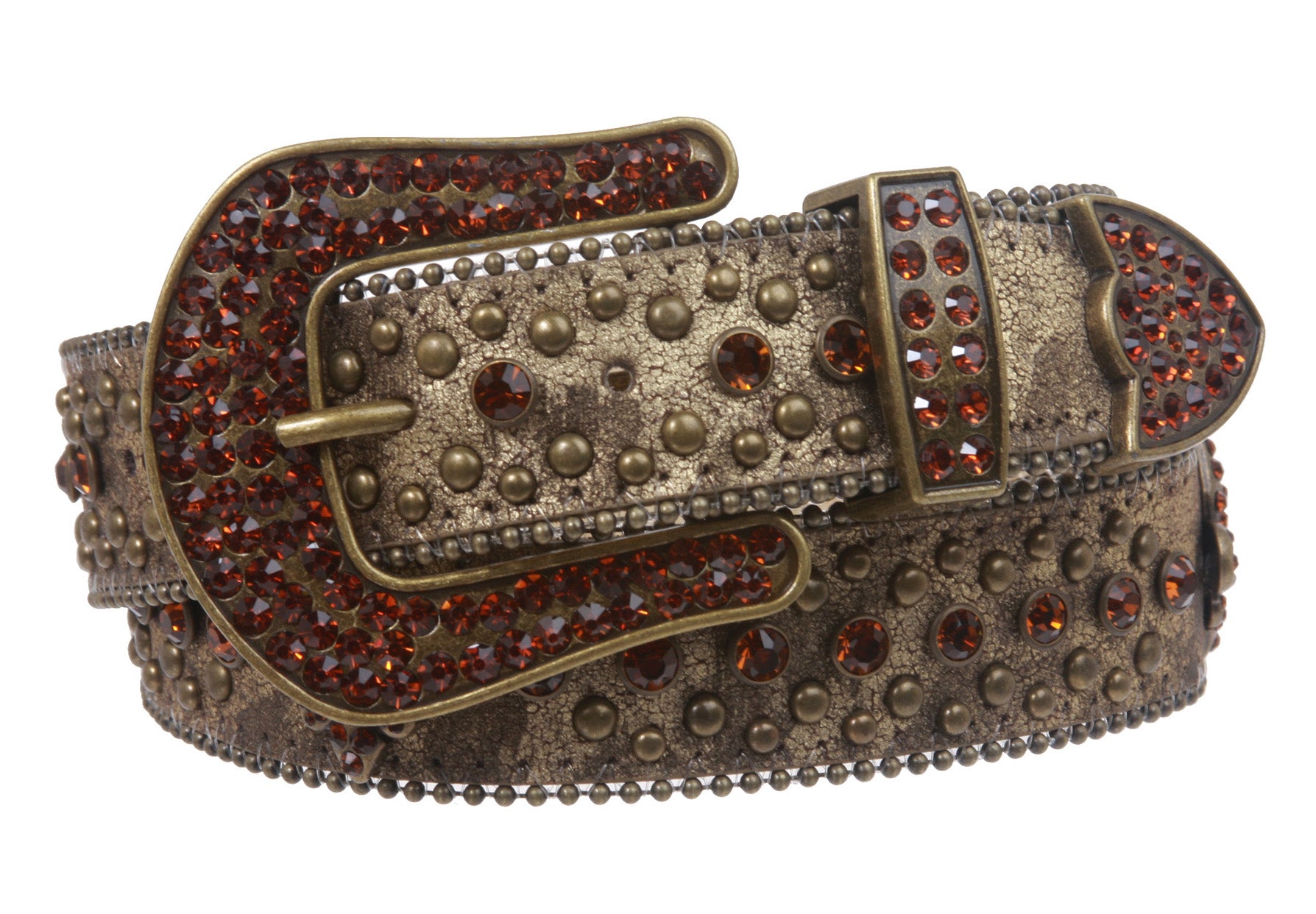Snap On Western Cowgirl Alligator Rhinestone Fleur De Lis Studded Leather Belt - OnlineBelts