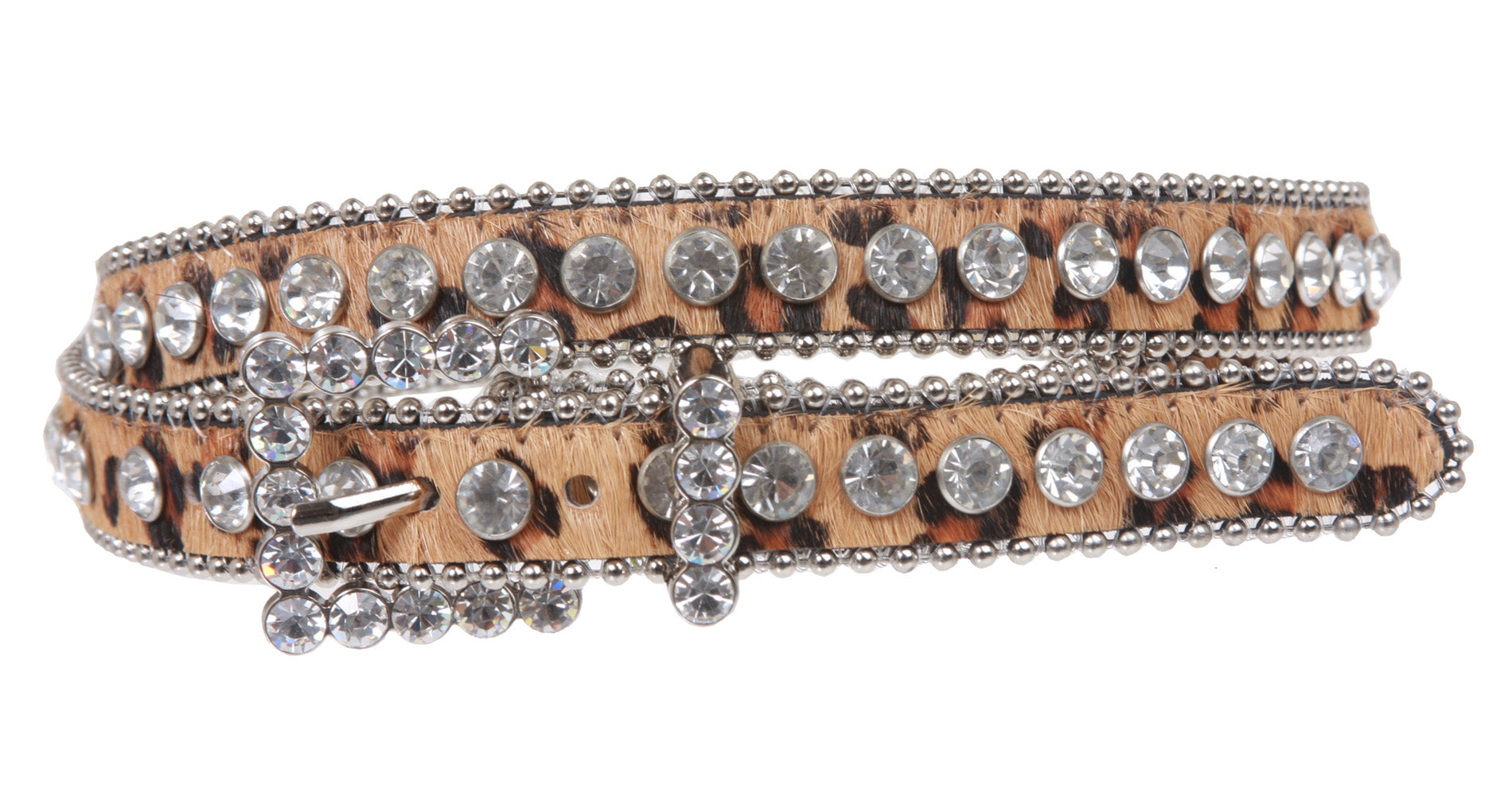 1" Genuine Hair on Calf Belt with Rhinestone Buckle - OnlineBelts