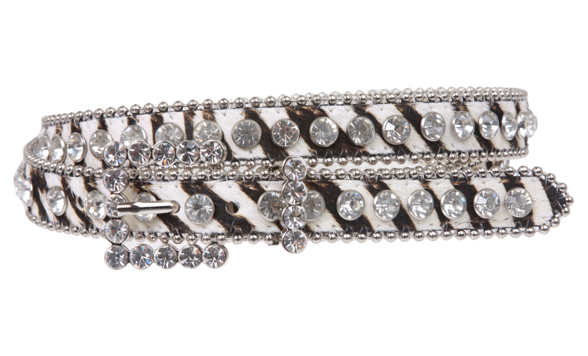 1" Genuine Hair on Calf Belt with Rhinestone Buckle - OnlineBelts