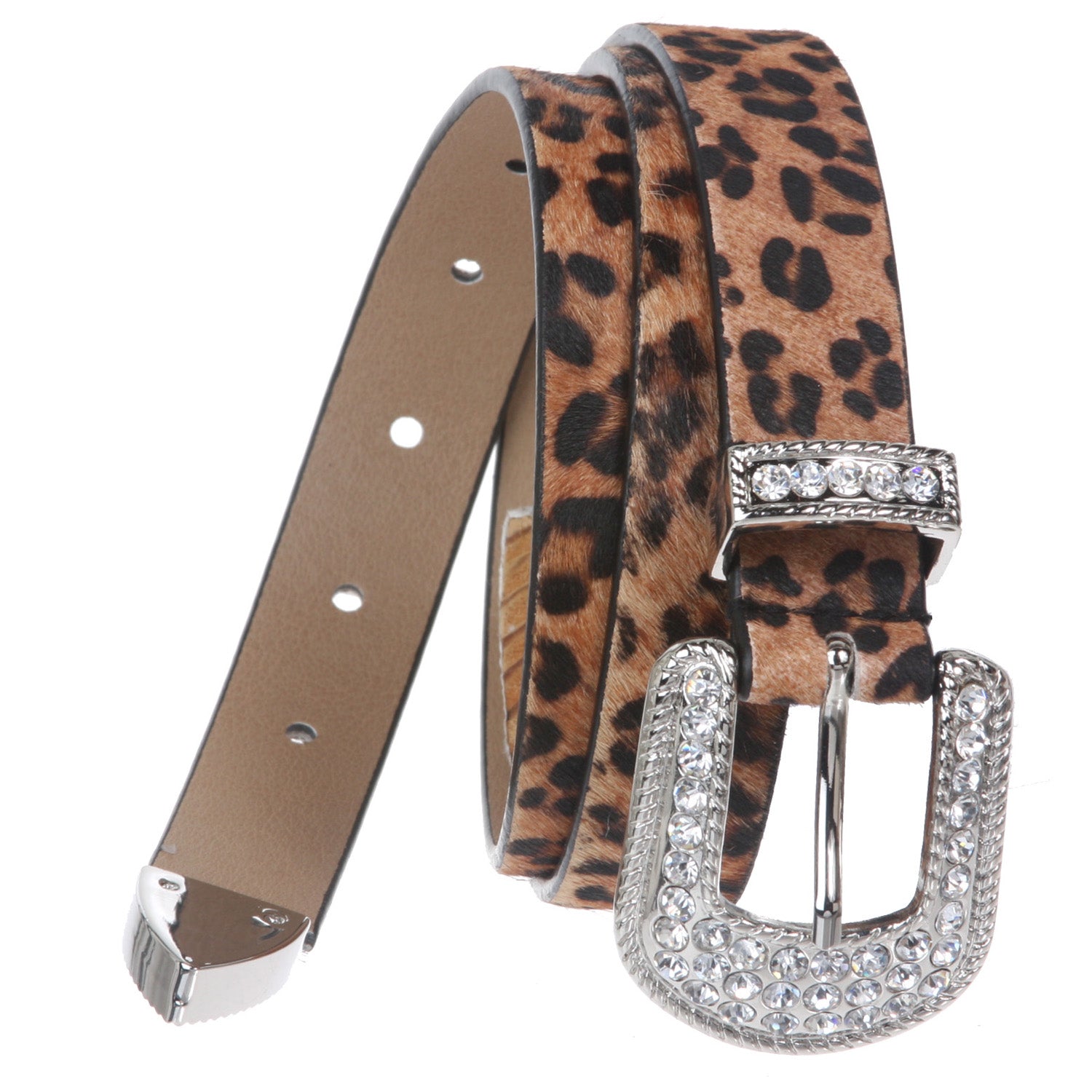 1" Genuine Hair on Calf Belt with Rhinestone Buckle Set - OnlineBelts