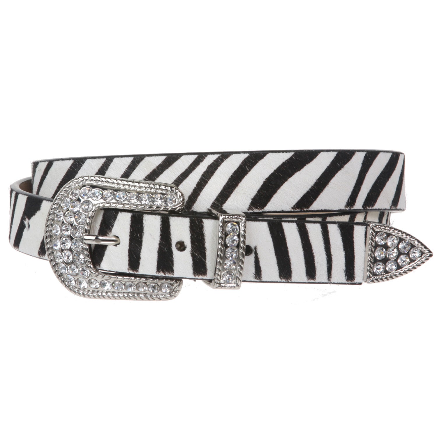 1" Genuine Hair on Calf Belt with Rhinestone Buckle Set - OnlineBelts