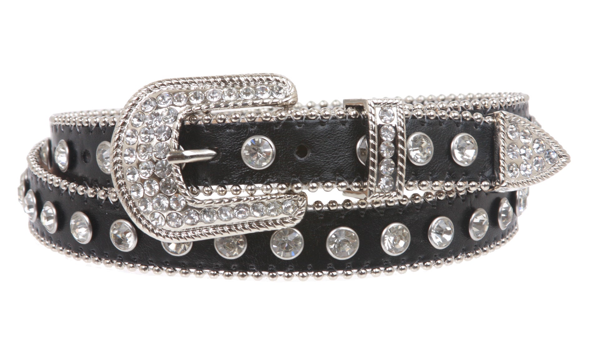 1" Western Rhinestone Leather Belt - OnlineBelts