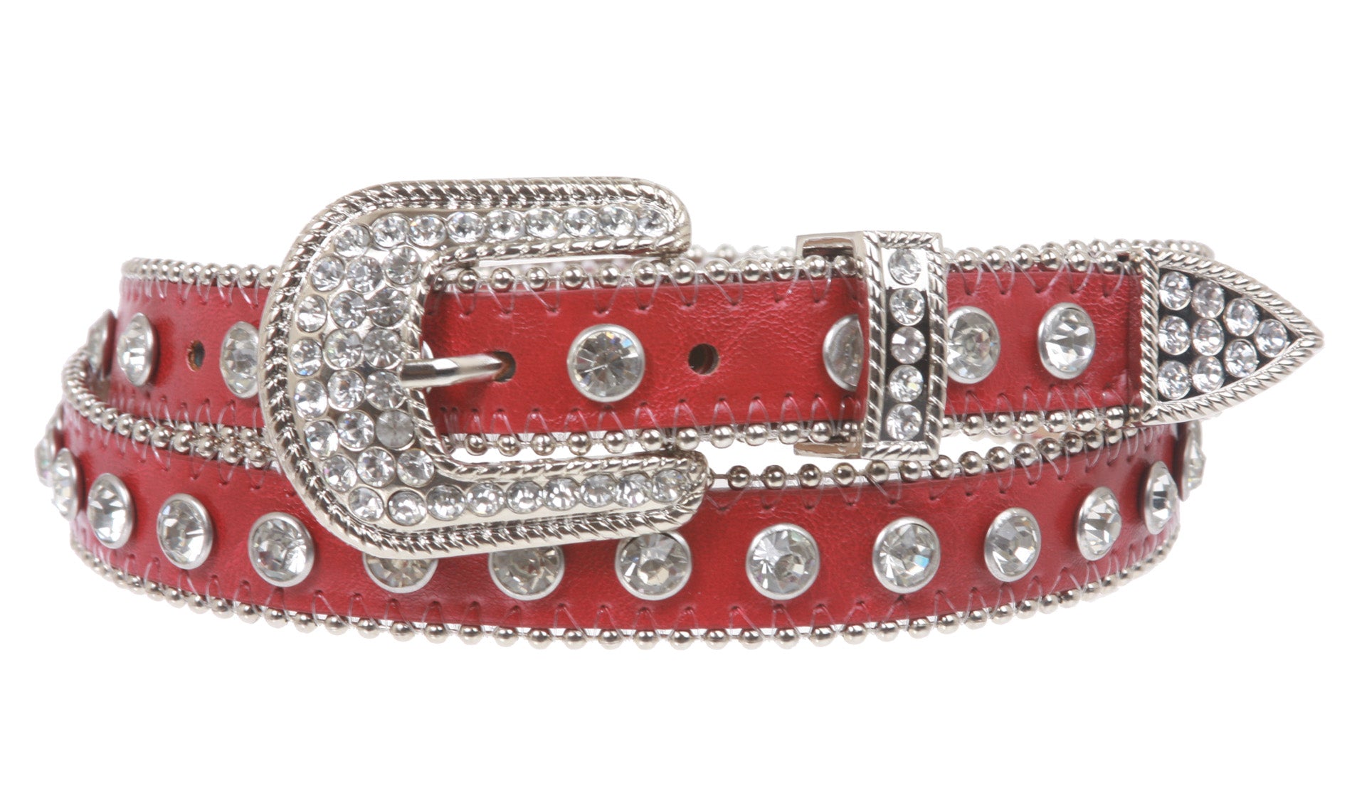 1" Western Rhinestone Leather Belt - OnlineBelts