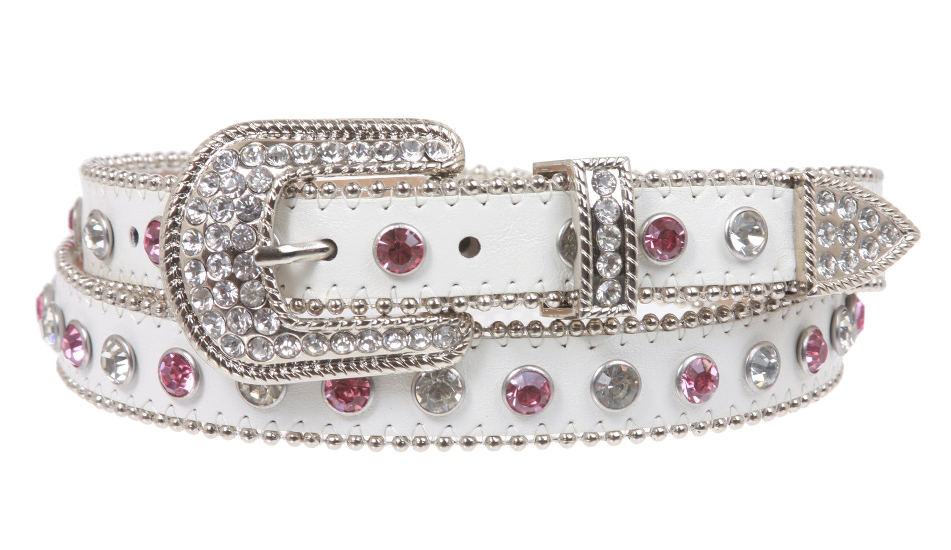 1" Western Rhinestone Leather Belt - OnlineBelts