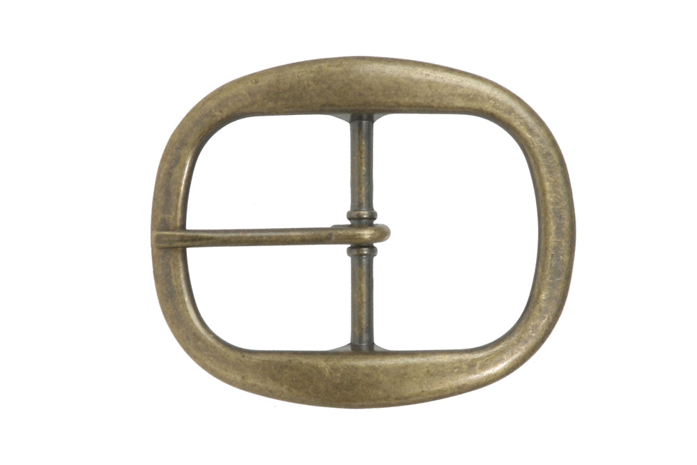 1 1/2 Inch Nickel Free Center Bar Single Prong Oval Belt Buckle - OnlineBelts