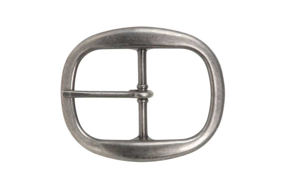 1 1/2 Inch Nickel Free Center Bar Single Prong Oval Belt Buckle - OnlineBelts