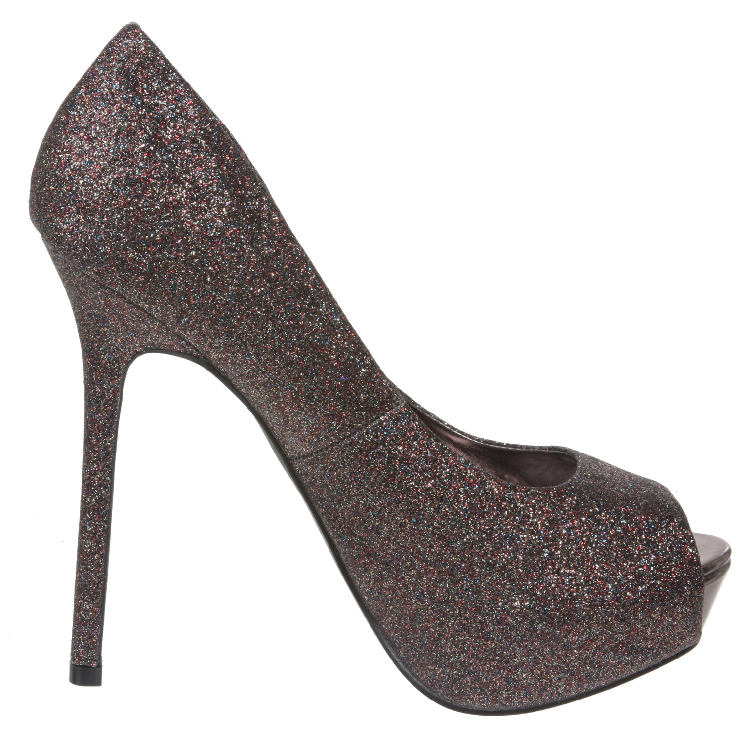 Breckelles Women's High Heel Glitter Platform Open Toe Pumps - OnlineBelts