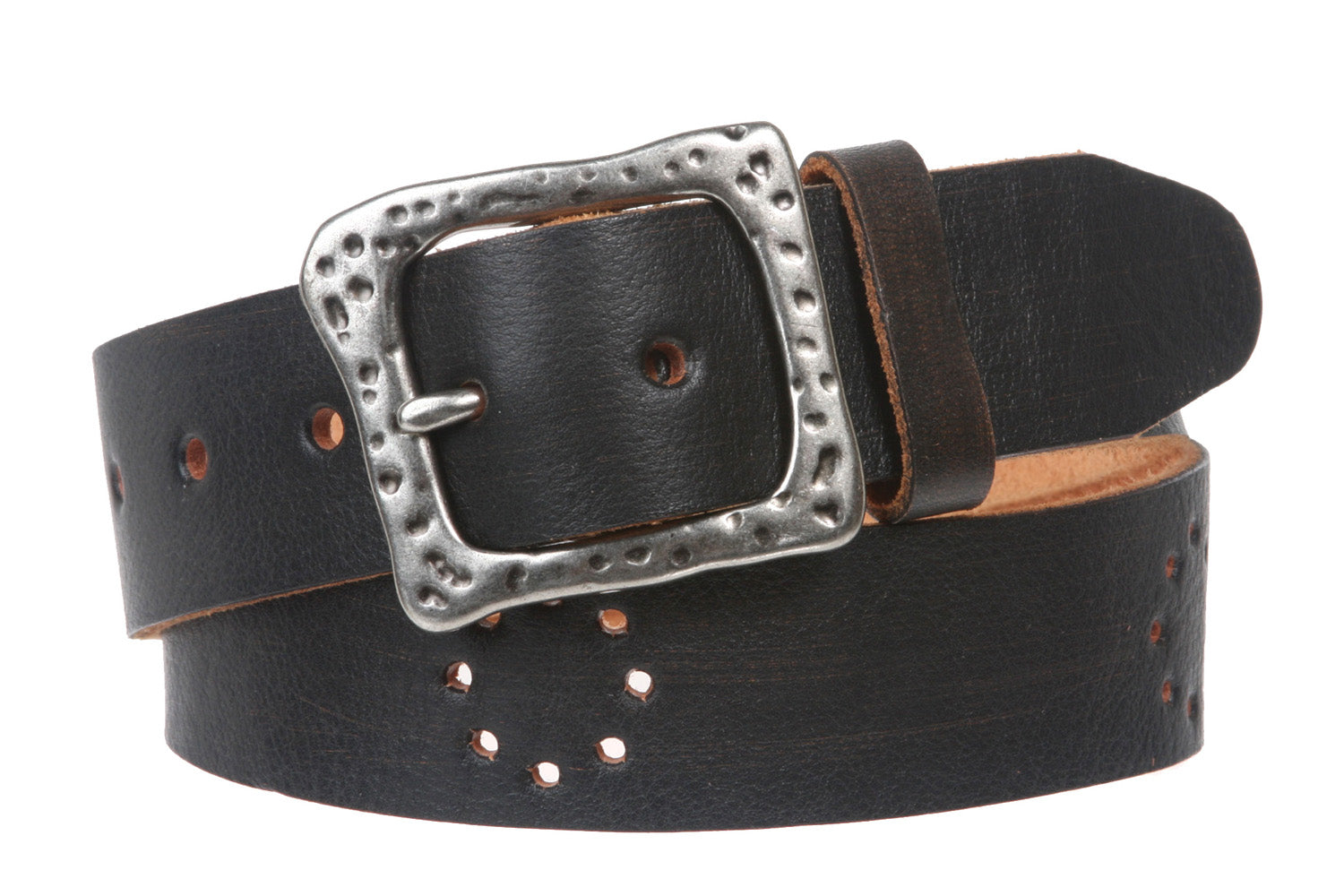 Snap On 1 1/2" Soft Hand Genuine Leather Perforated Detail Belt - OnlineBelts