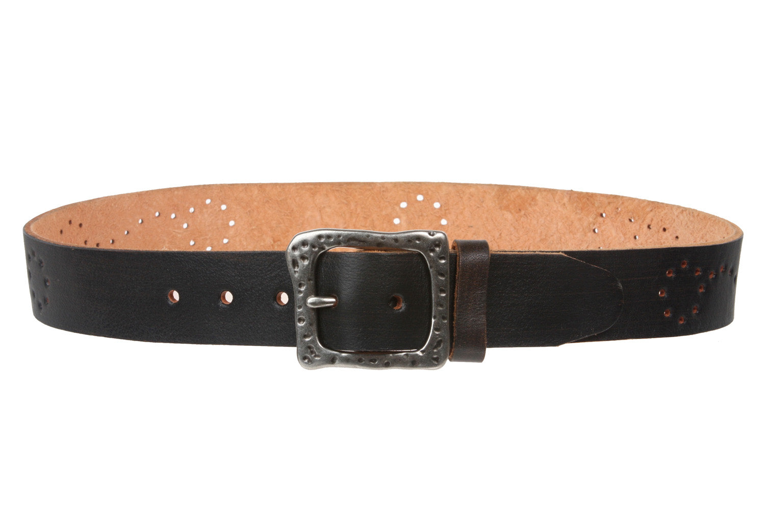 Snap On 1 1/2" Soft Hand Genuine Leather Perforated Detail Belt - OnlineBelts