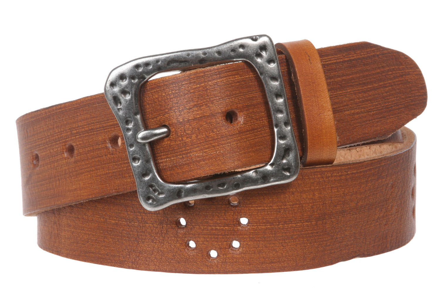Snap On 1 1/2" Soft Hand Genuine Leather Perforated Detail Belt - OnlineBelts