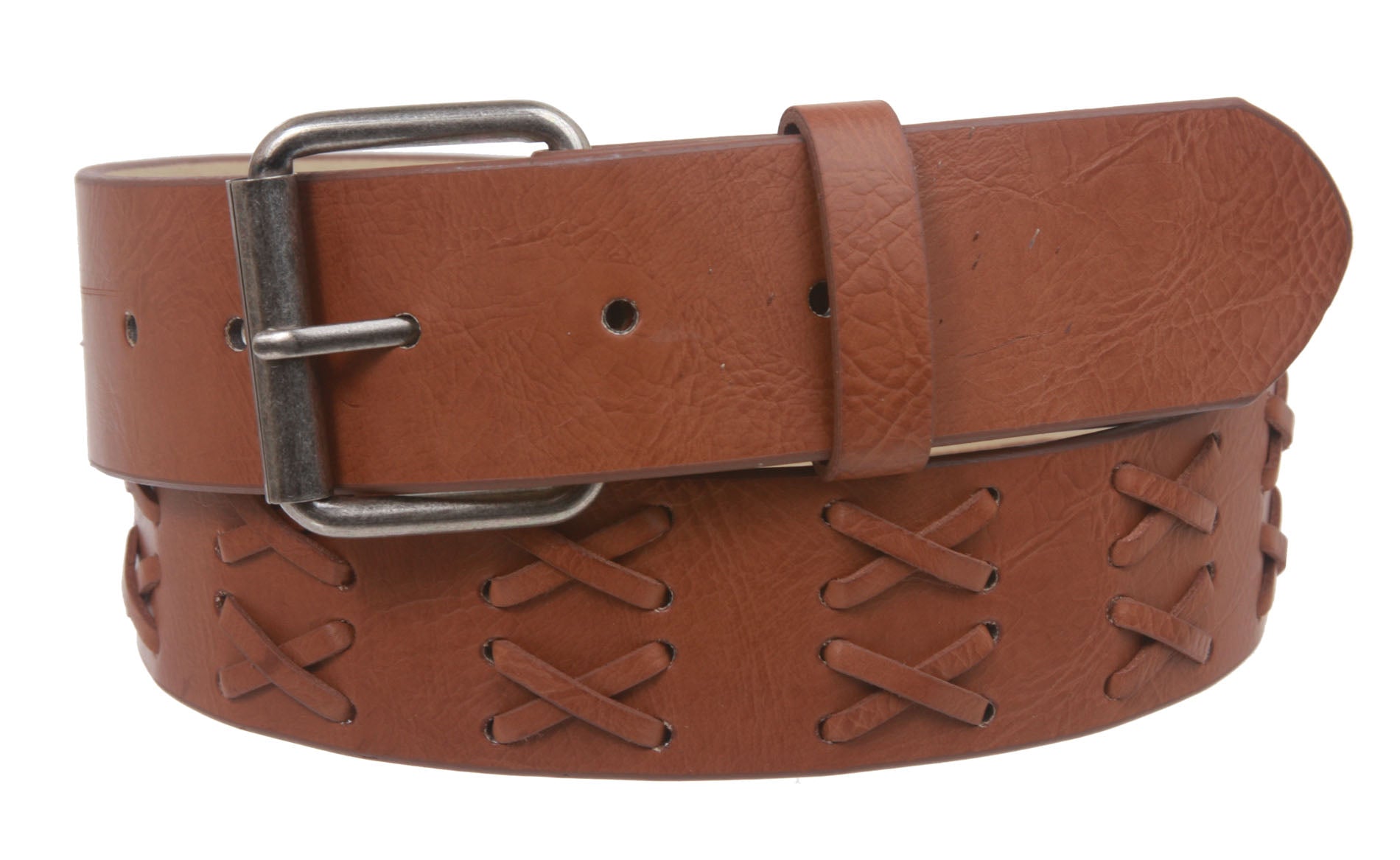 1 1/2" Snap on Cross Strap Leather Belt - OnlineBelts