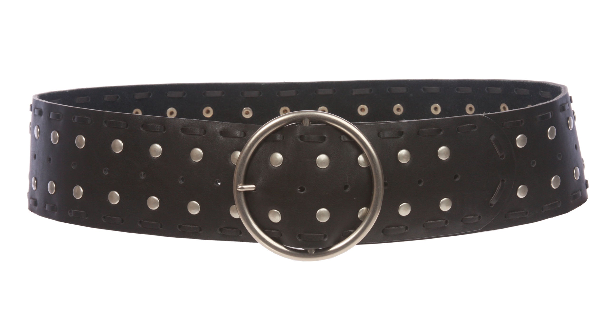 2 5/8" (65mm) Wide Contour Studded Lace Edged belt - OnlineBelts