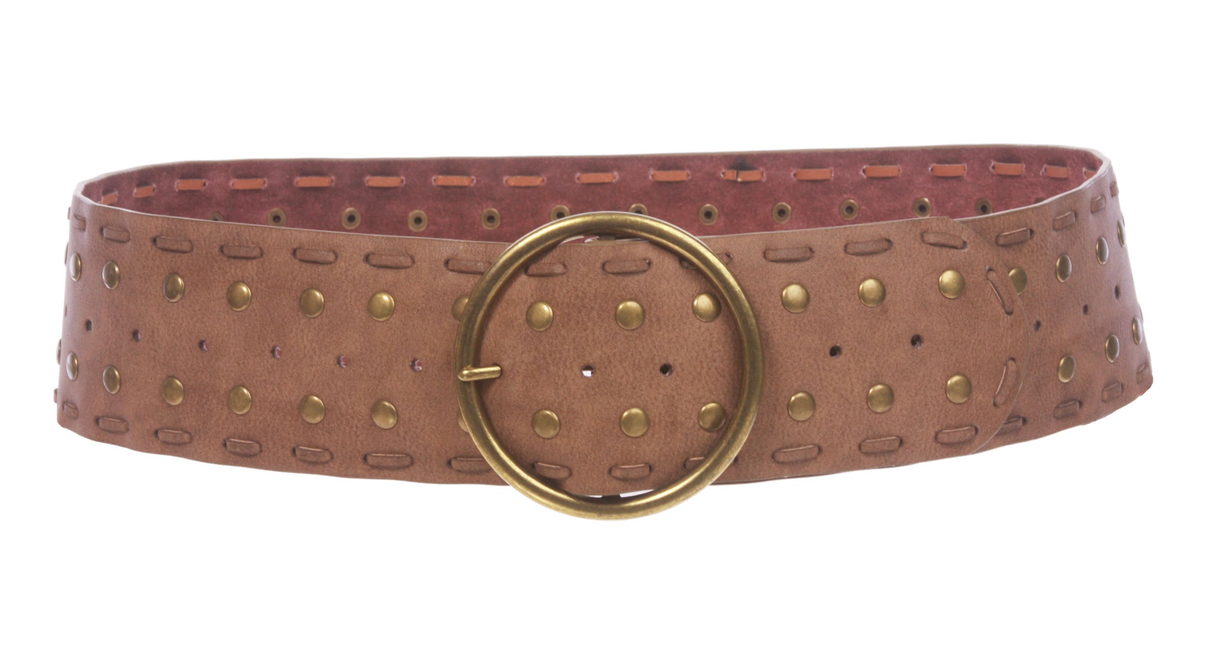 2 5/8" (65mm) Wide Contour Studded Lace Edged belt - OnlineBelts