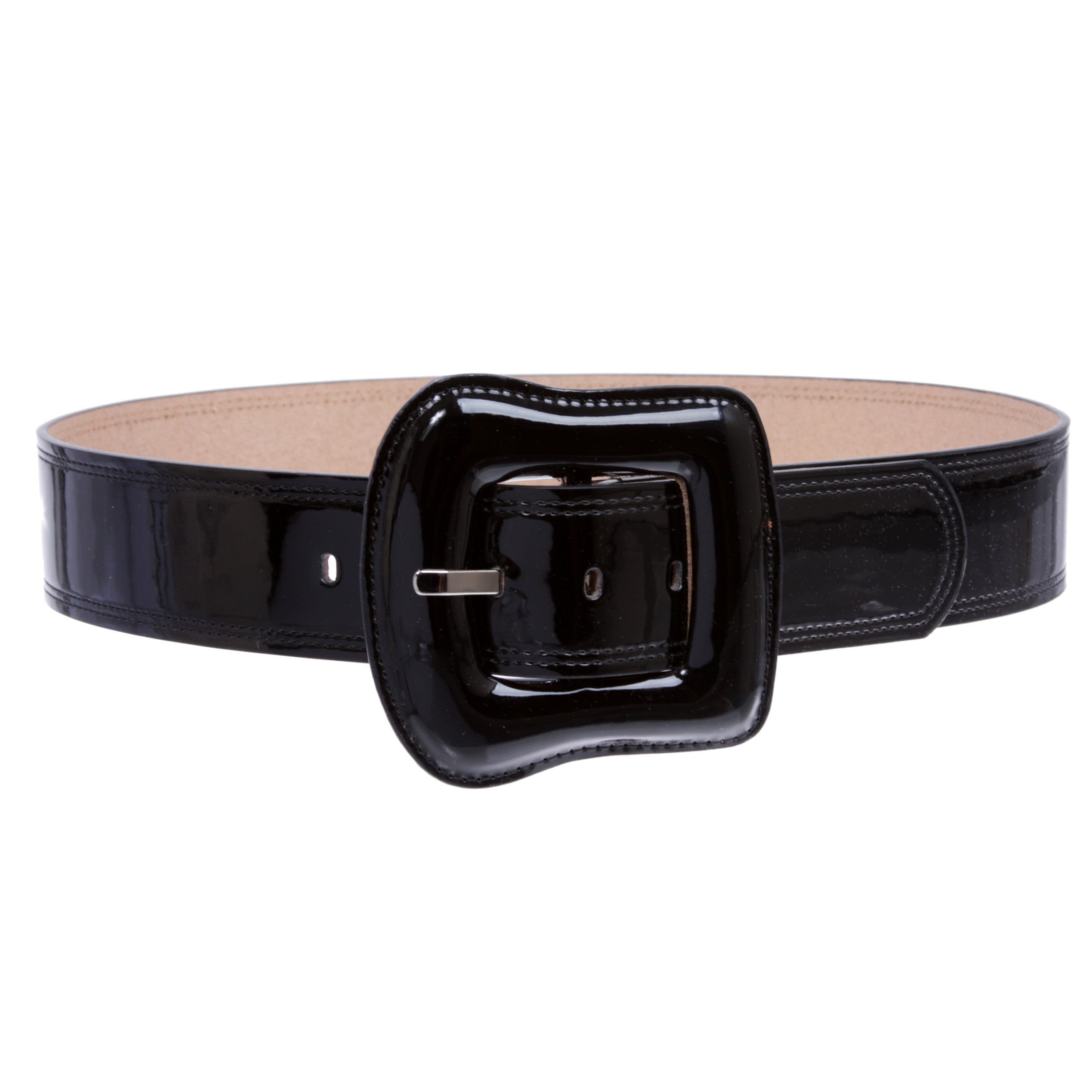 Women's 2" Wide High Waist Patent Belt with Bold Buckle - OnlineBelts