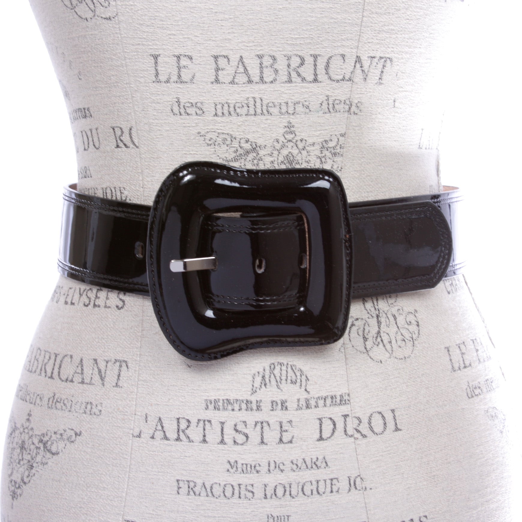 Women's 2" Wide High Waist Patent Belt with Bold Buckle - OnlineBelts