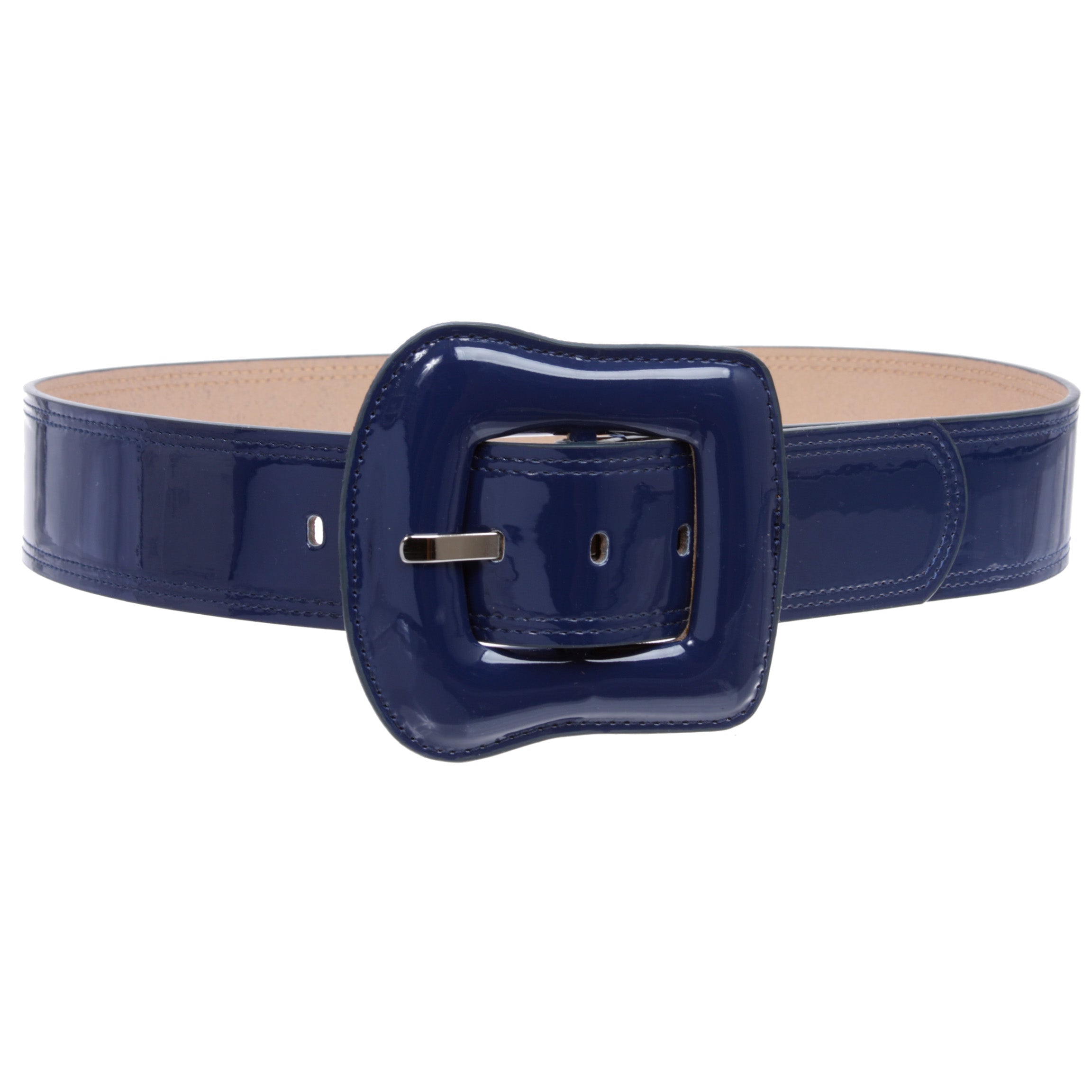 Women's 2" Wide High Waist Patent Belt with Bold Buckle - OnlineBelts