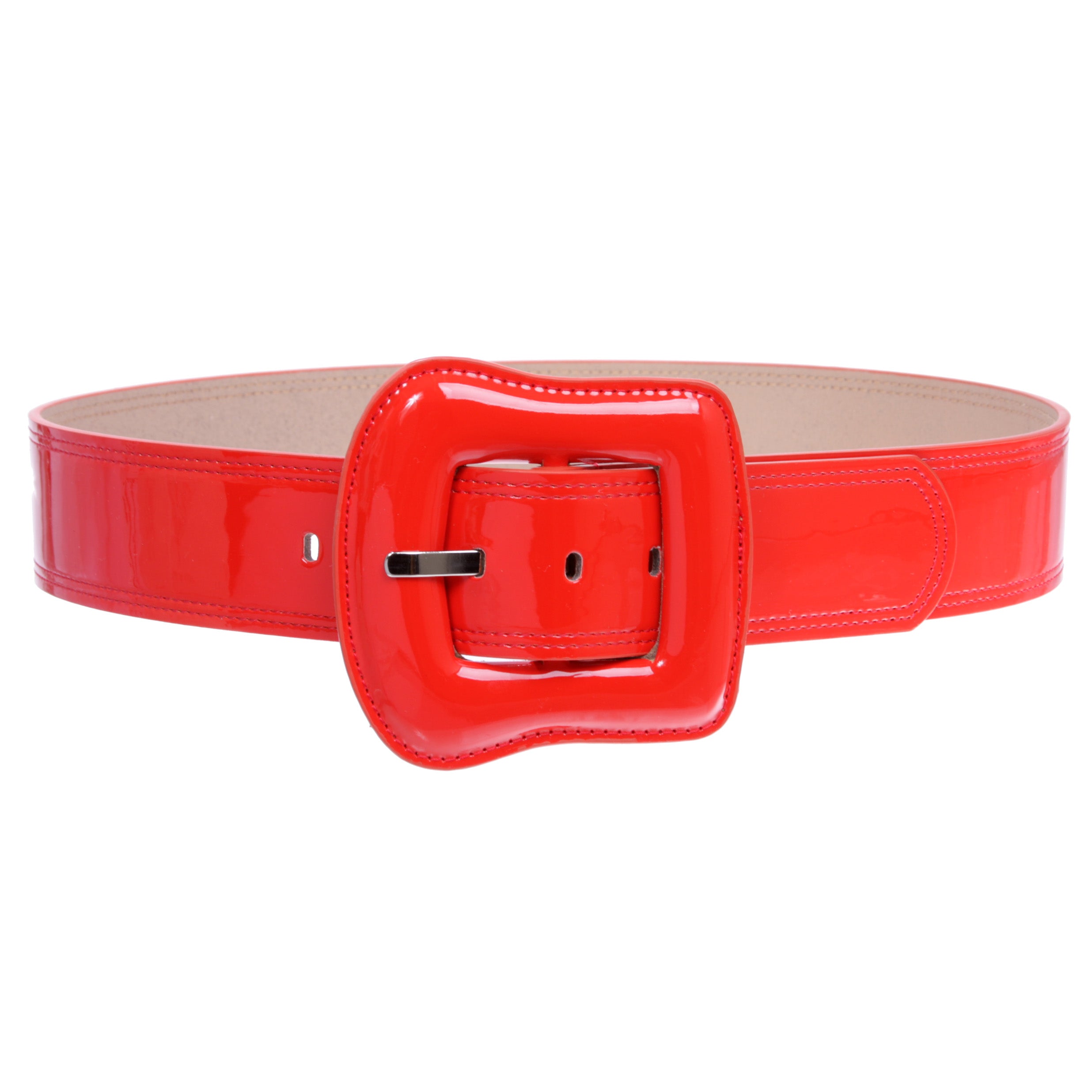 Women's 2" Wide High Waist Patent Belt with Bold Buckle - OnlineBelts