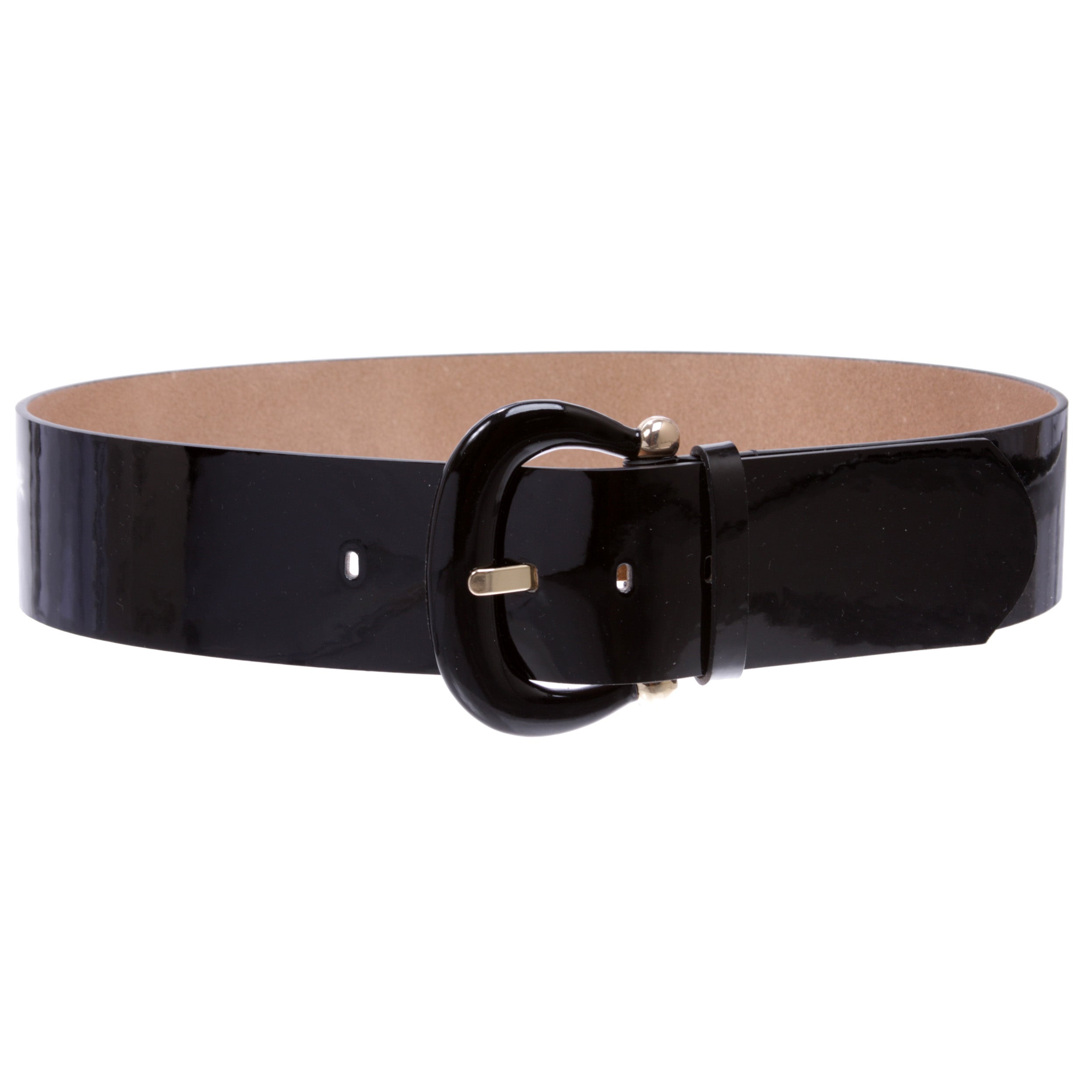 Women's Wide High Waist Horseshoe Buckle Wide Patent Leather Belt - OnlineBelts