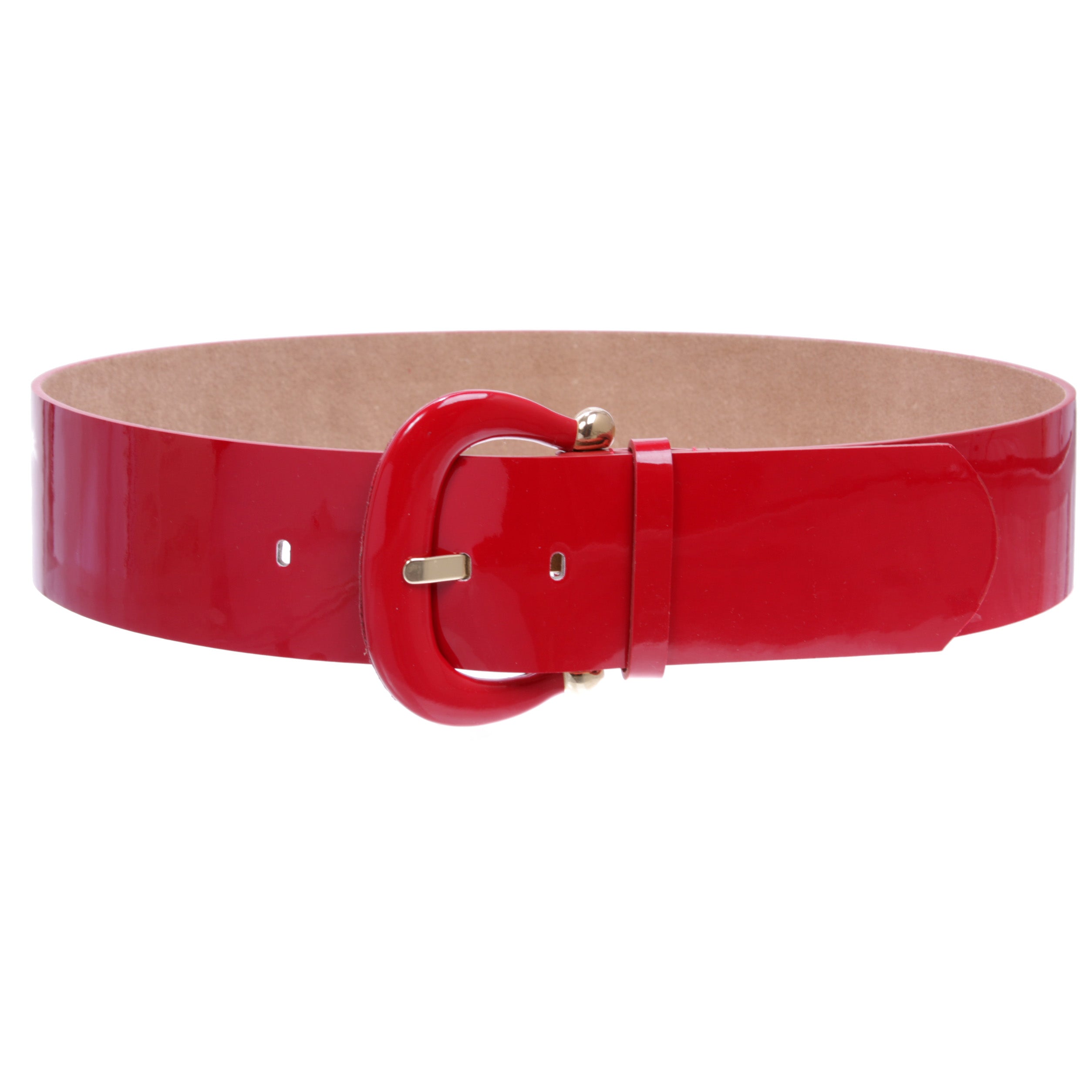 Women's Wide High Waist Horseshoe Buckle Wide Patent Leather Belt - OnlineBelts
