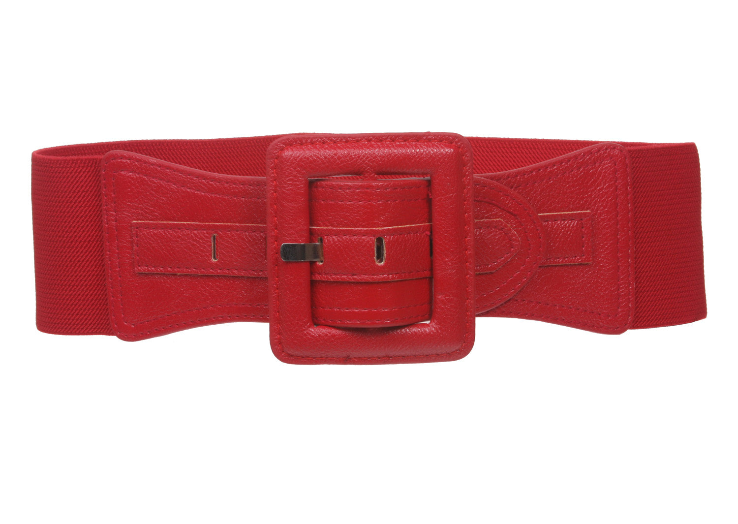 3" Wide High Waist Fashion Stretch Belt with Square Buckle Size: One