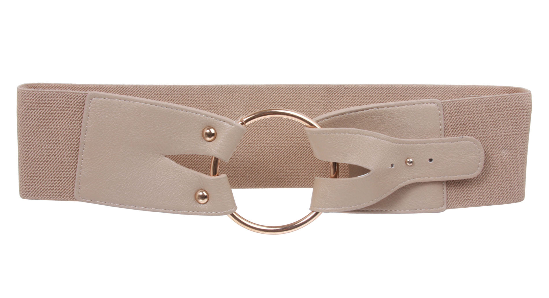 3" inch Wide High Waist Brass Ring strap Fold closure Stretch Belt - OnlineBelts