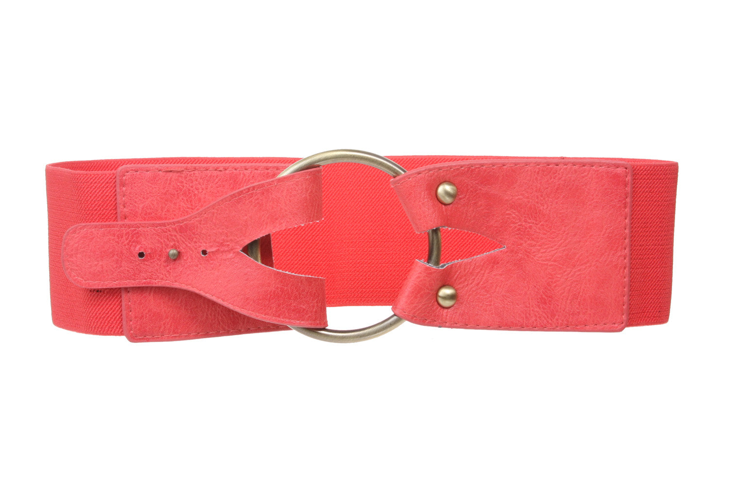 3" inch Wide High Waist Brass Ring strap Fold closure Stretch Belt - OnlineBelts