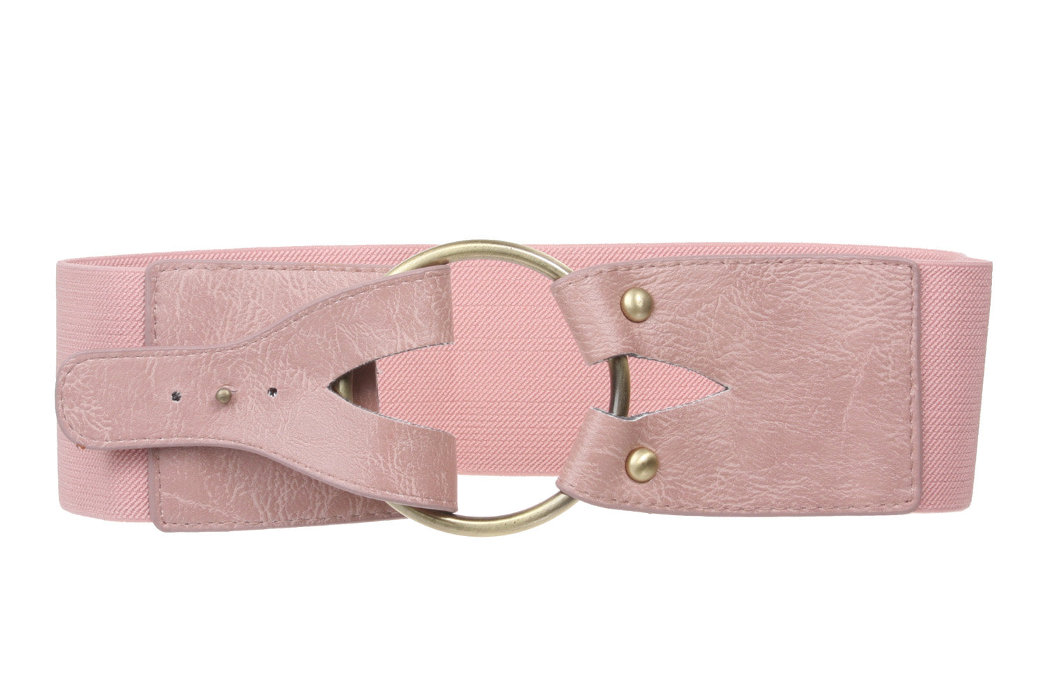 3" inch Wide High Waist Brass Ring strap Fold closure Stretch Belt - OnlineBelts