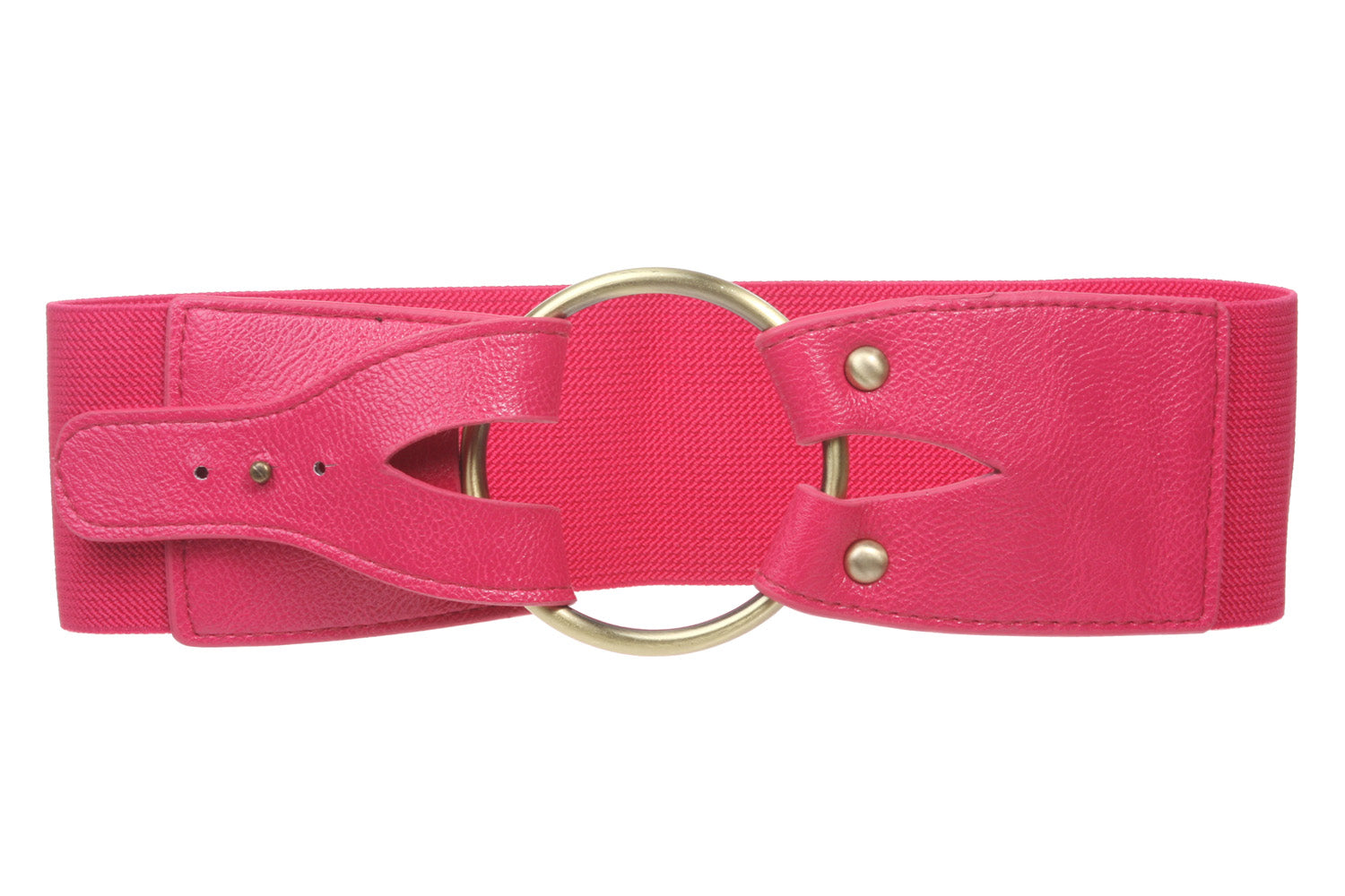 3" inch Wide High Waist Brass Ring strap Fold closure Stretch Belt - OnlineBelts