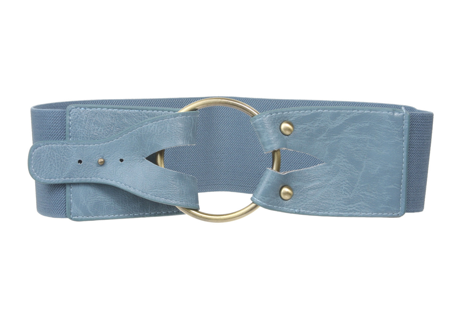 3" inch Wide High Waist Brass Ring strap Fold closure Stretch Belt - OnlineBelts