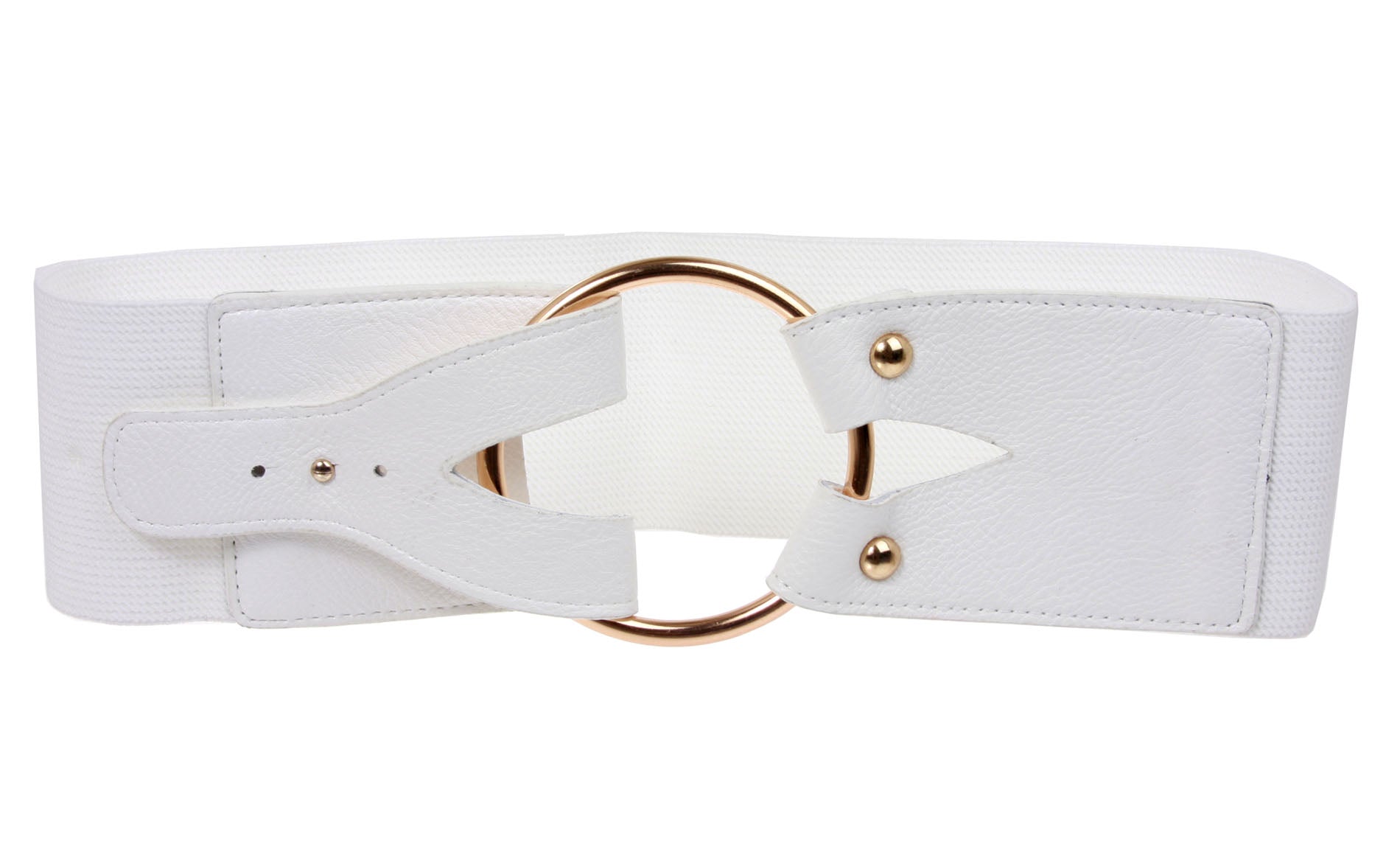 3" inch Wide High Waist Brass Ring strap Fold closure Stretch Belt