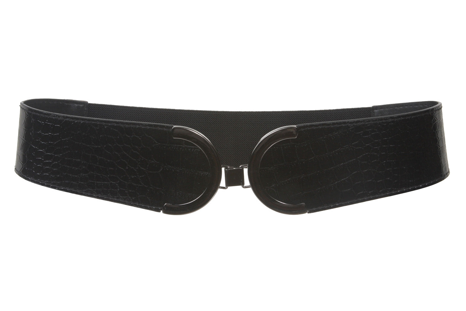 3" Wide High Waist Croco Fashion Stretch Belt With Metal Hook Buckle Size: One - OnlineBelts