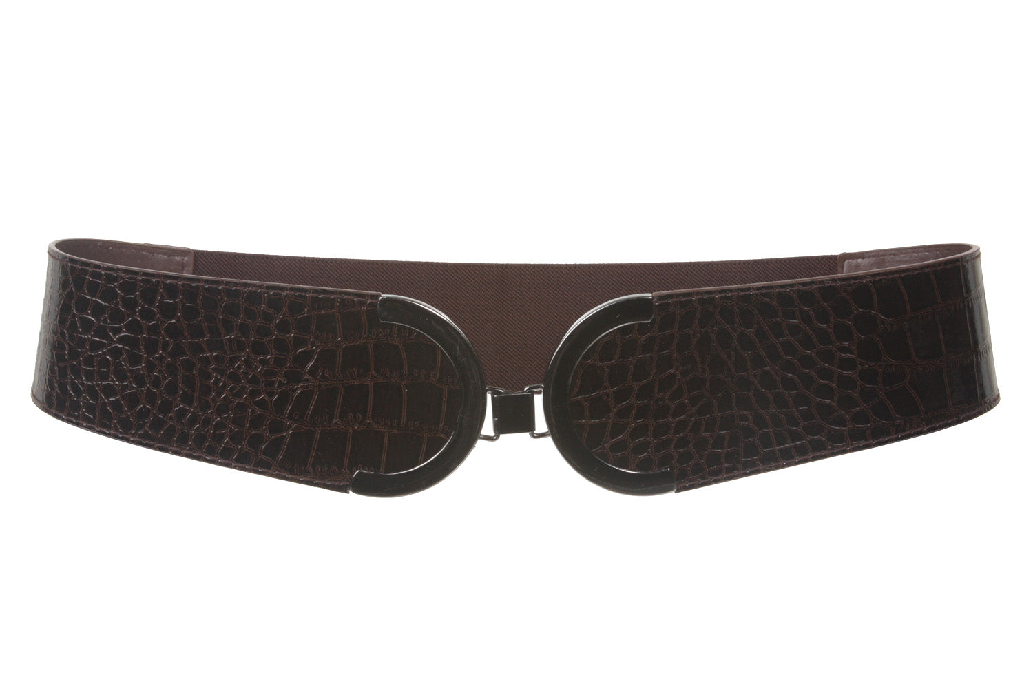 3" Wide High Waist Croco Fashion Stretch Belt With Metal Hook Buckle Size: One - OnlineBelts