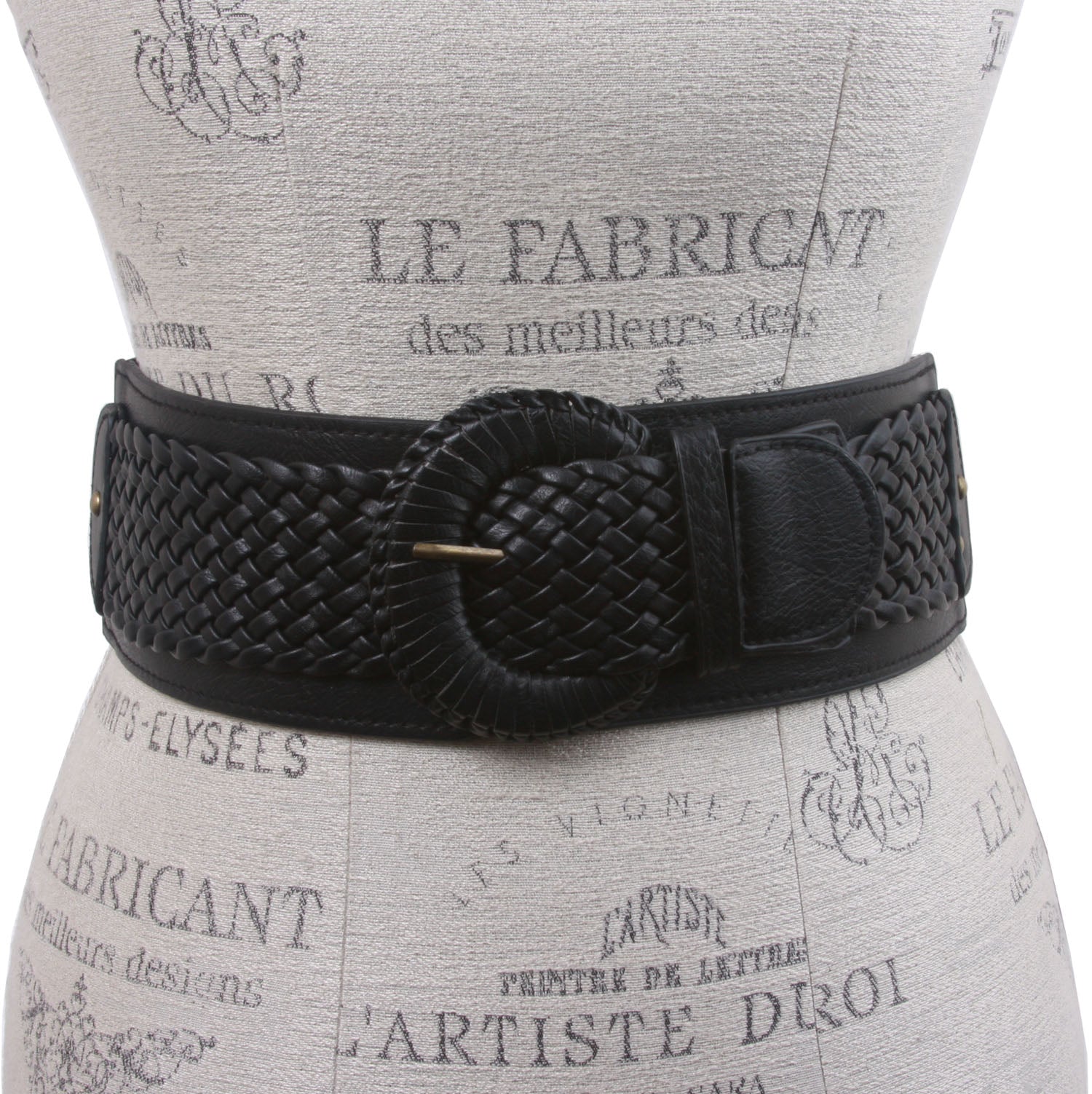Women's 3" Wide High Waist Braided Fashion Stretch Belt - OnlineBelts