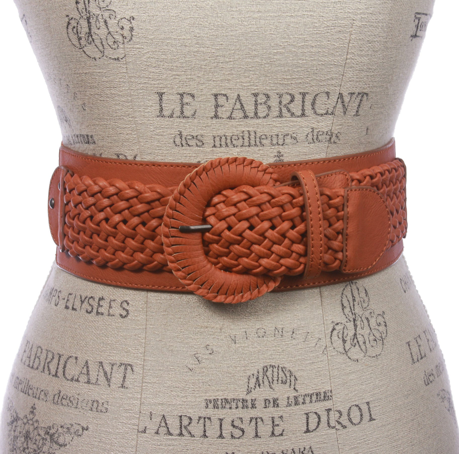 Women's 3" Wide High Waist Braided Fashion Stretch Belt - OnlineBelts