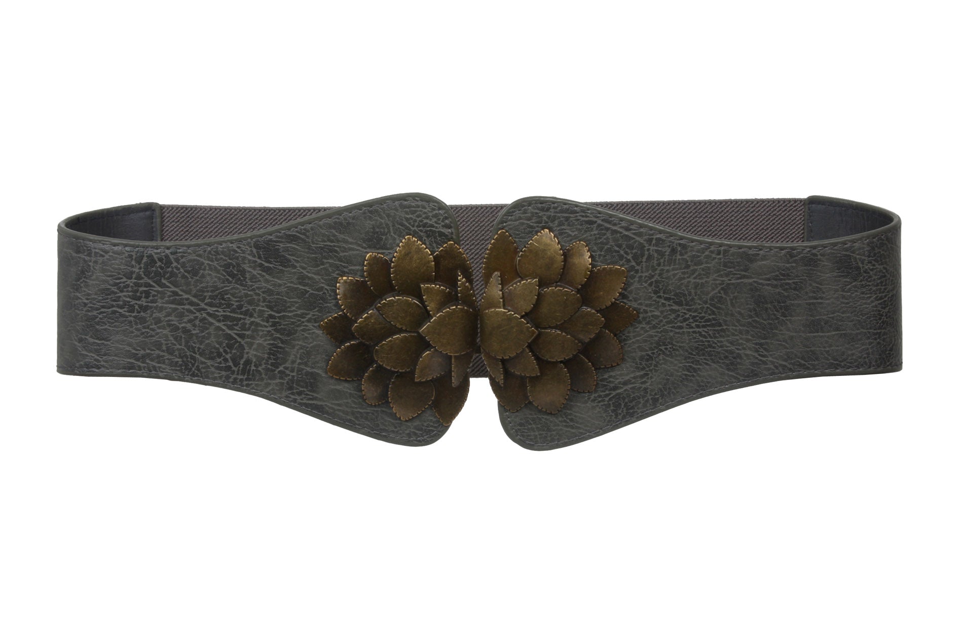 Ladies 4" Wide High Waist Floral Shape Stretch Belt With Metal Hook Buckle Size: One - OnlineBelts