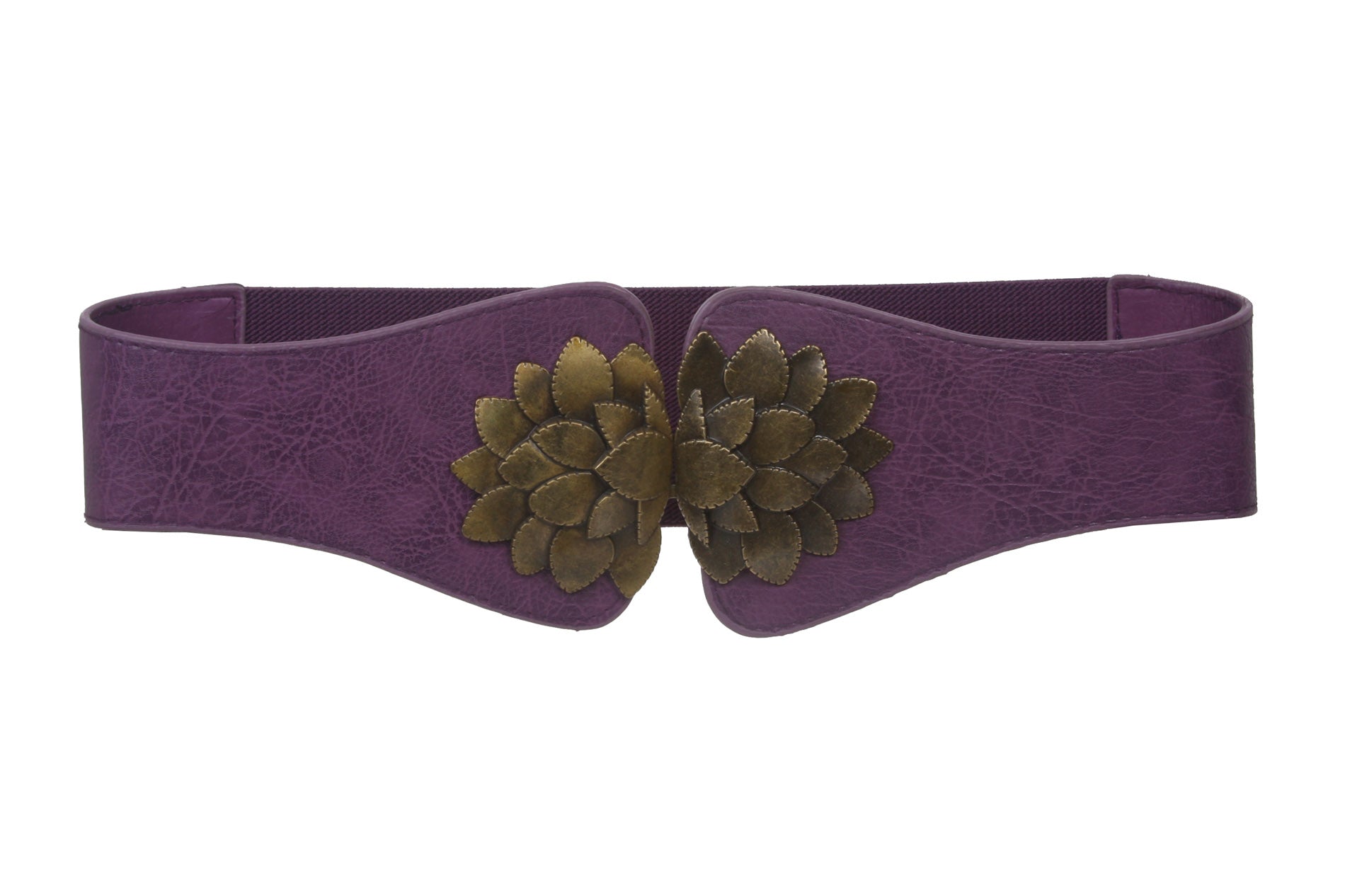 Ladies 4" Wide High Waist Floral Shape Stretch Belt With Metal Hook Buckle Size: One - OnlineBelts