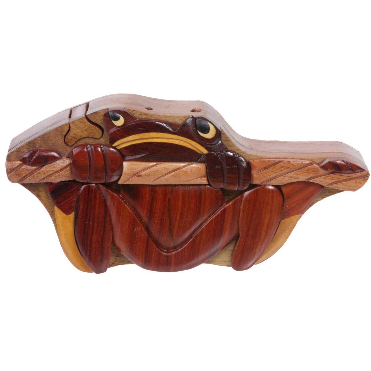 Handcrafted Wooden Secret Jewelry Puzzle Box - Frog - OnlineBelts