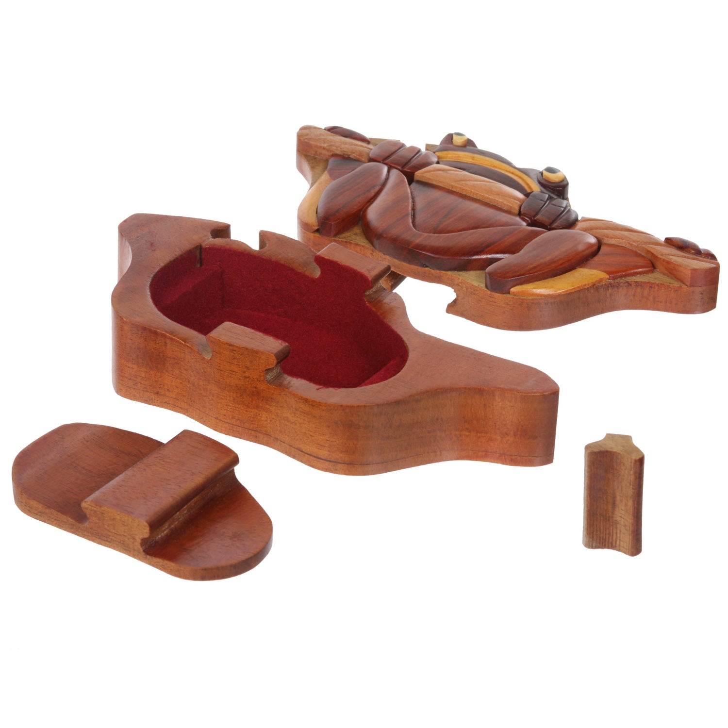 Handcrafted Wooden Secret Jewelry Puzzle Box - Frog - OnlineBelts
