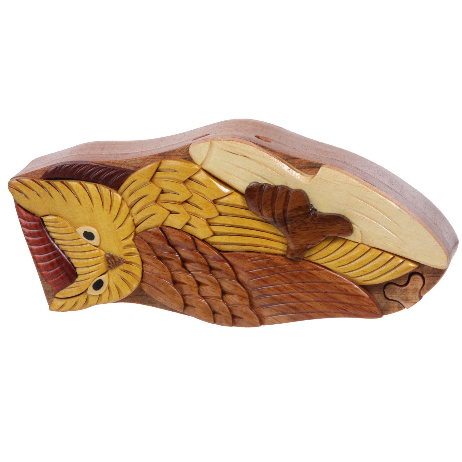Handcrafted Wooden Animal Shape Secret Jewelry Puzzle Box - Eagle - OnlineBelts