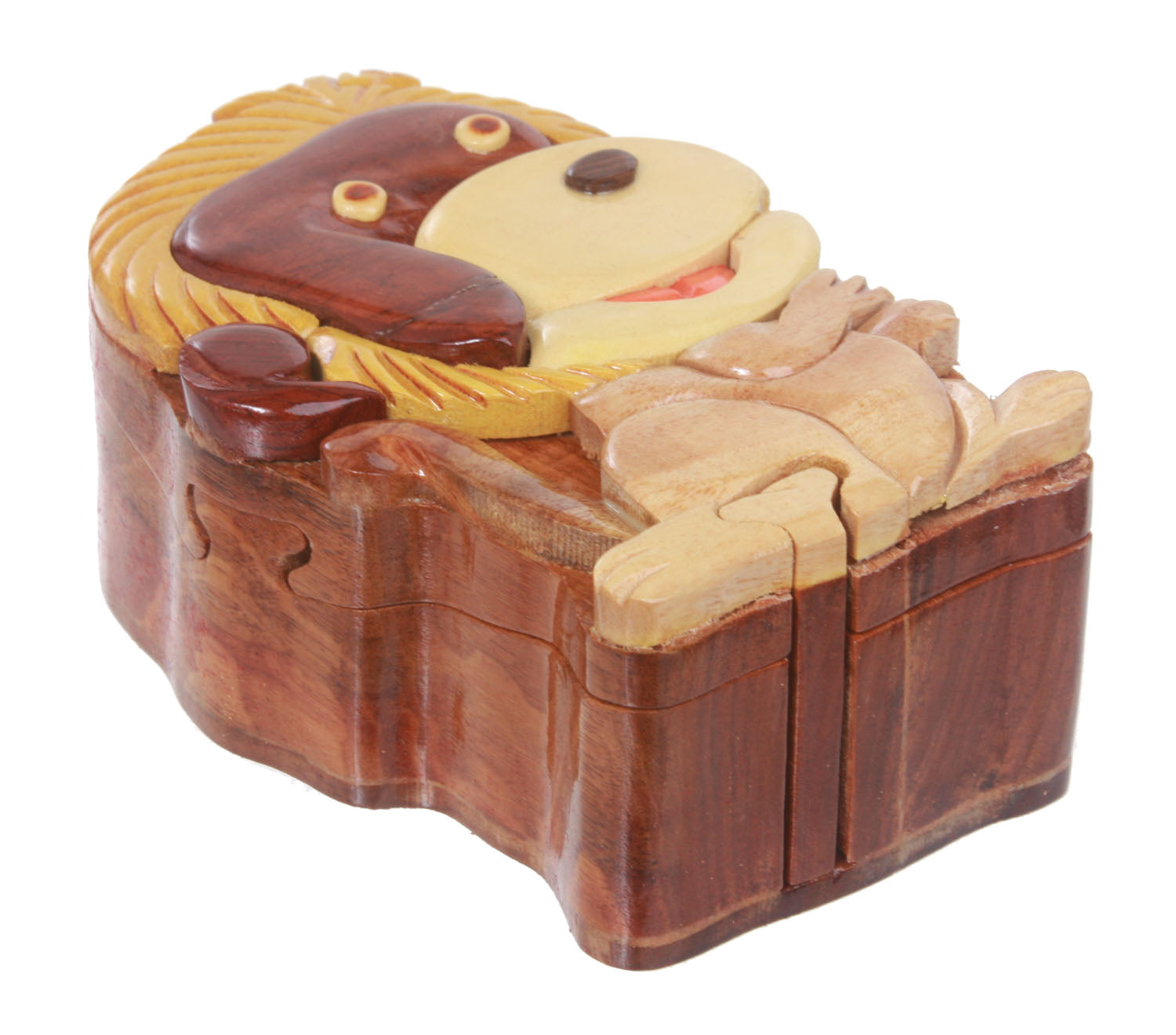 Handcrafted Wooden Monkey Shape Secret Jewelry Puzzle Box - Monkey - OnlineBelts