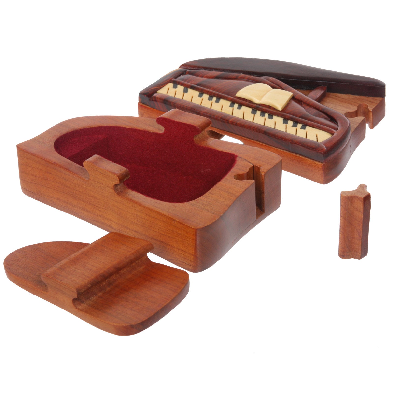 Handcrafted Wooden Musical Instrument Secret Jewelry Puzzle Box - Piano
