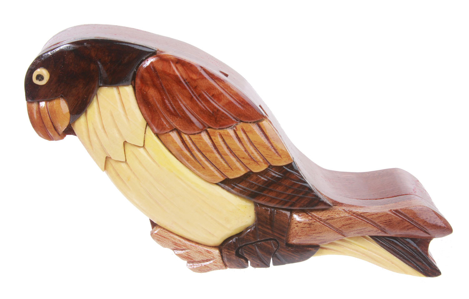 Handcrafted Wooden Bird Shape Secret Jewelry Puzzle Box - Bird - OnlineBelts