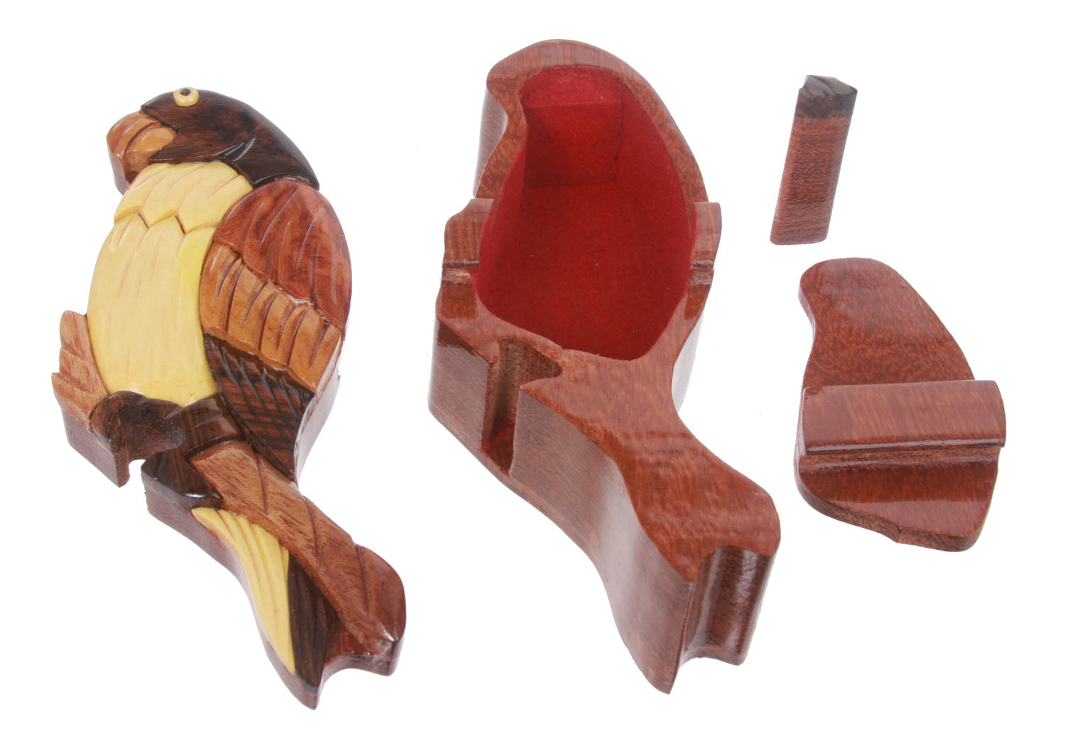 Handcrafted Wooden Bird Shape Secret Jewelry Puzzle Box - Bird - OnlineBelts