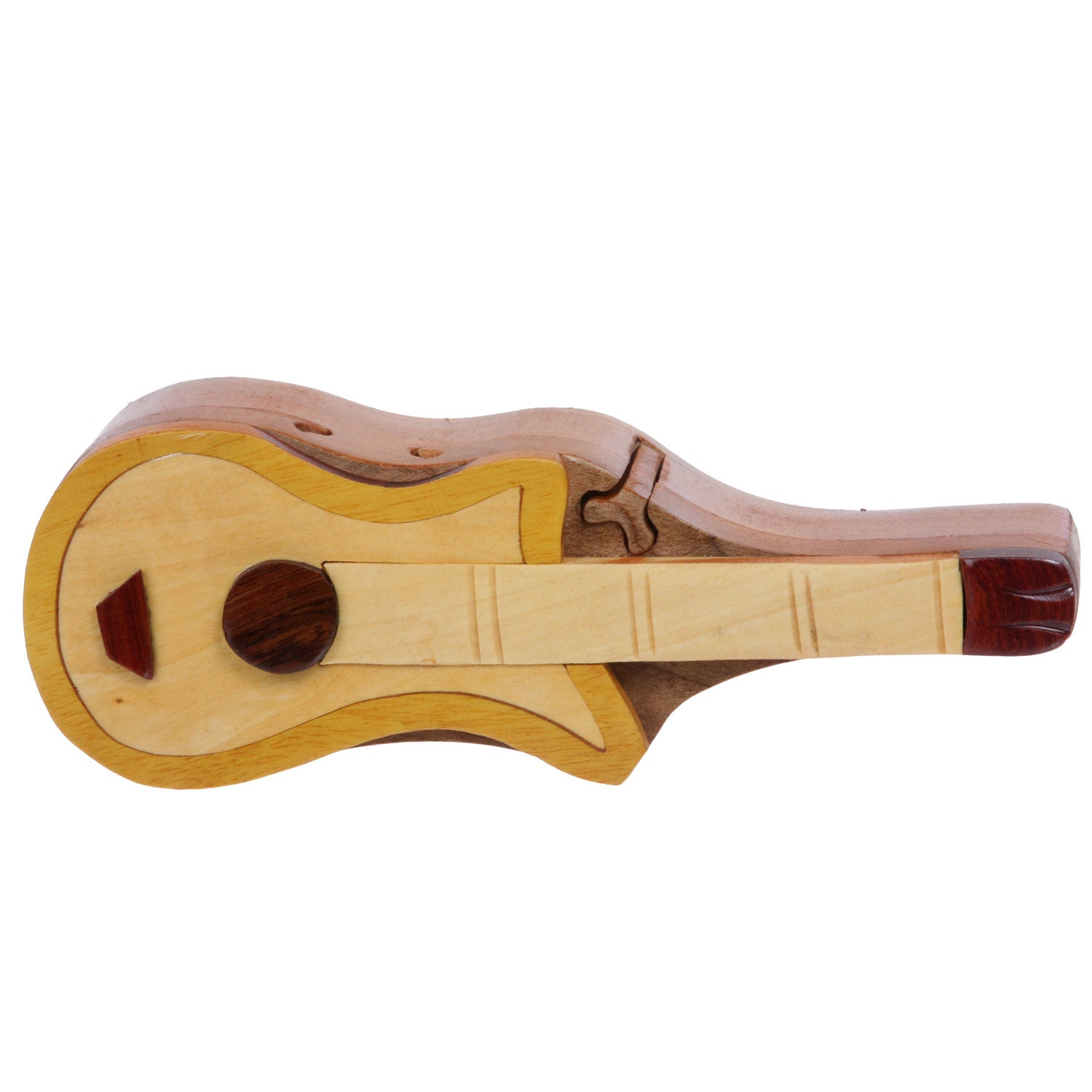 Handcrafted Wooden Musical Instrument Shape Secret Jewelry Puzzle Box - Electronic Guitar - OnlineBelts