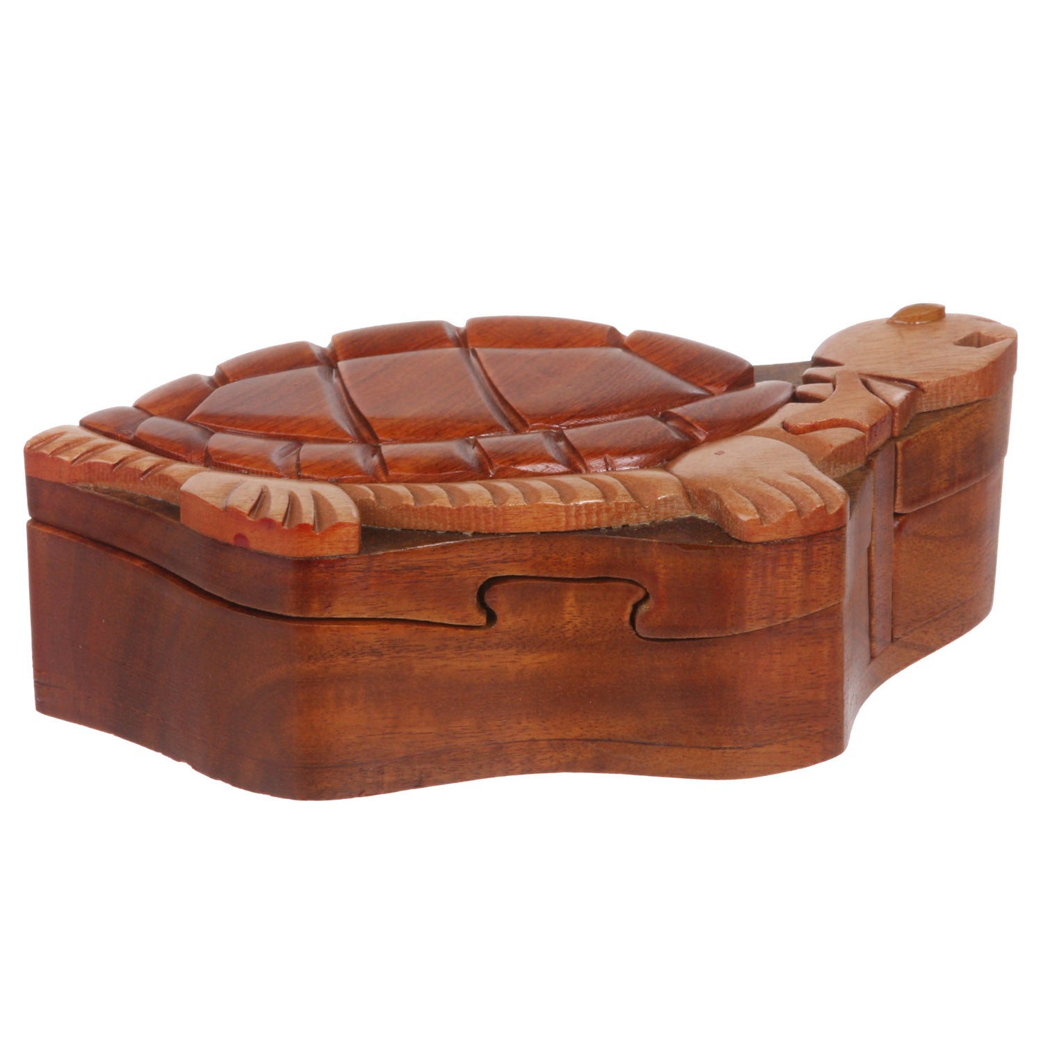 Handcrafted Wooden Animal Shape Secret Jewelry Puzzle Box - Turtle - OnlineBelts